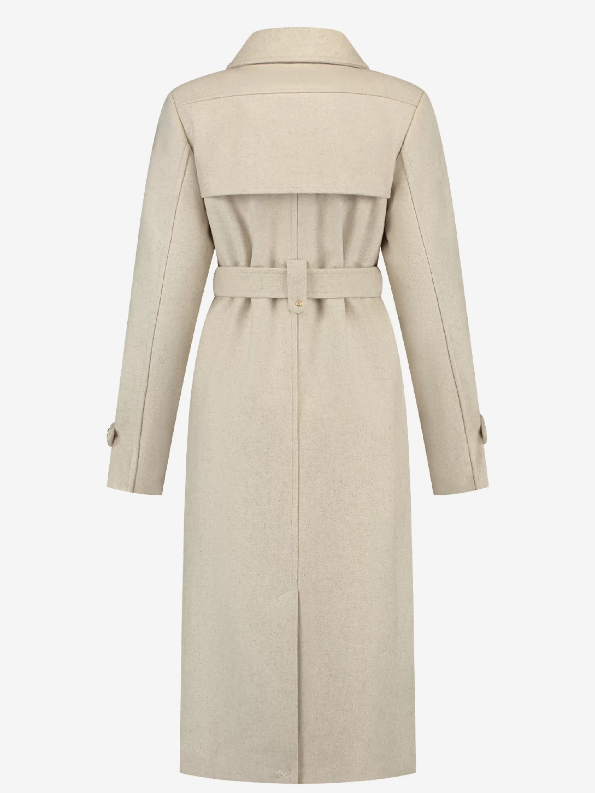 FIFTH HOUSE Jassen & Jacks-Lange trenchcoat met ceintuur Cream