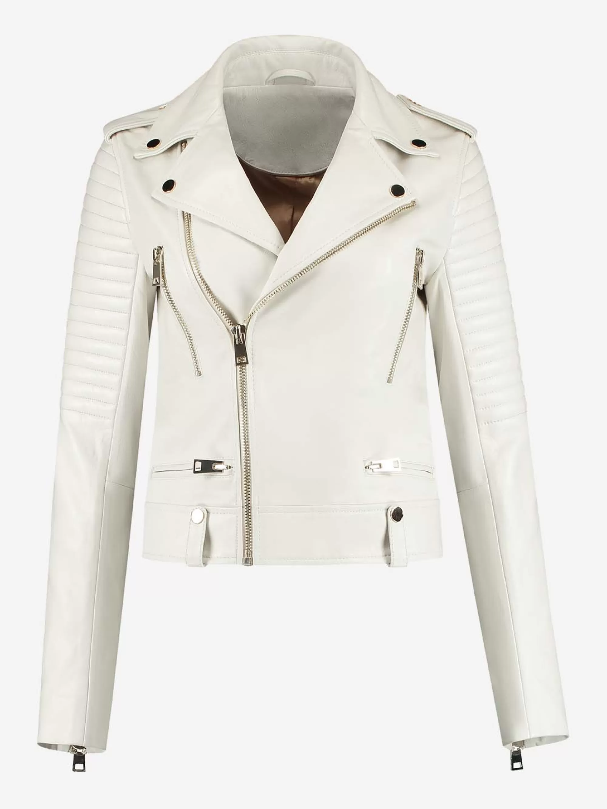 FIFTH HOUSE Jassen & Jacks-Leren jacket met ritsen Offwhite