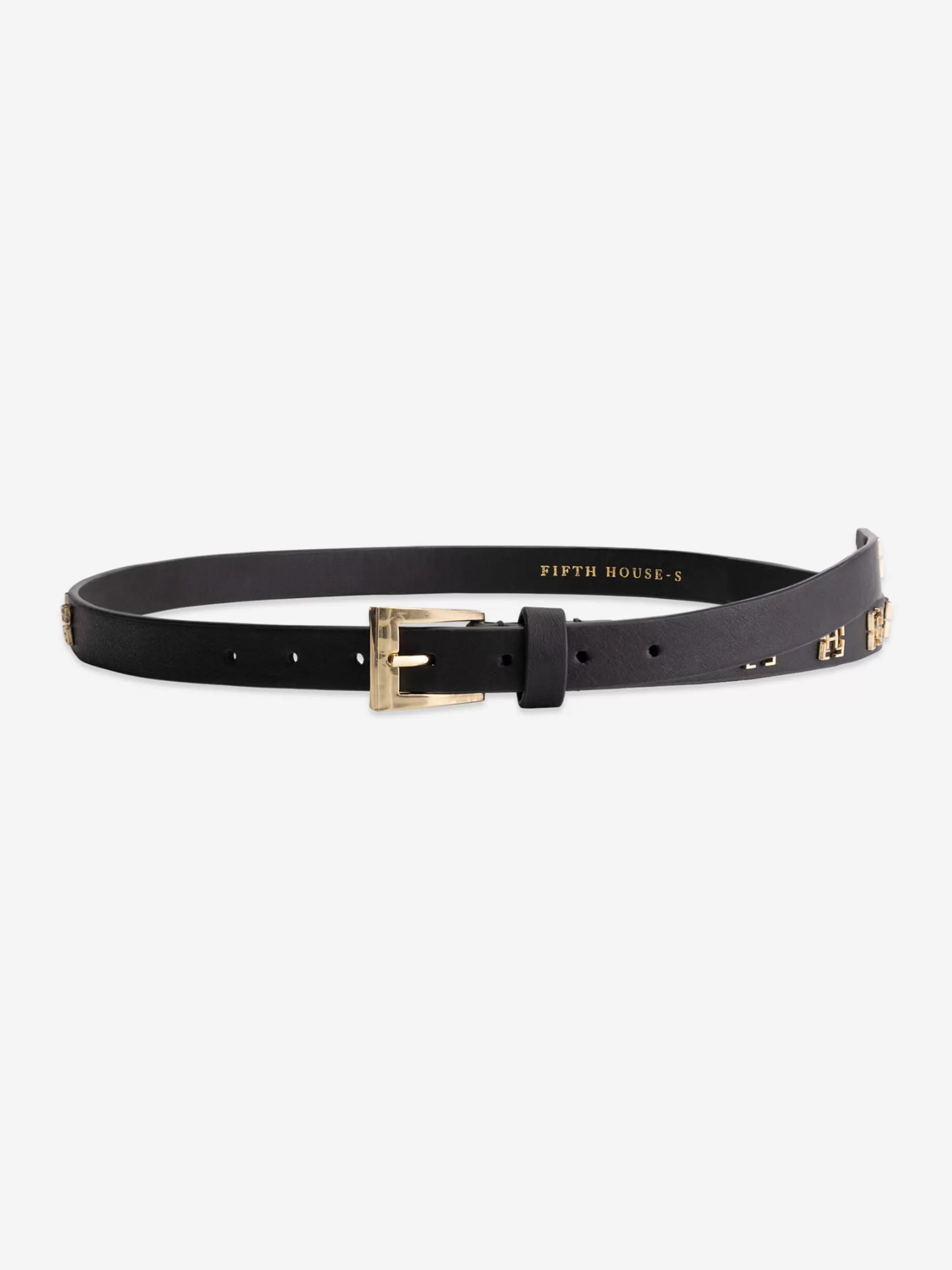 FIFTH HOUSE Riemen-Leren riem met FH-logo studs Black