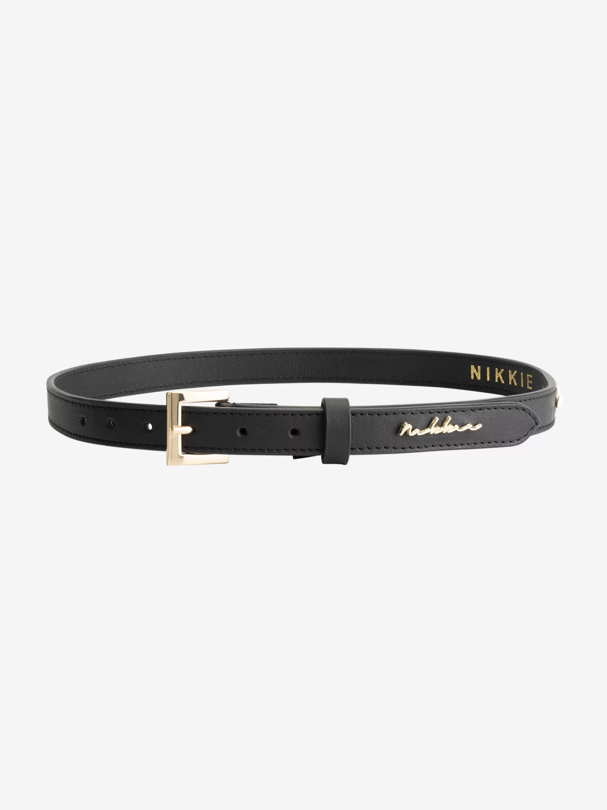 FIFTH HOUSE Alle Accessories-Leren riem met N-logo Black/gold