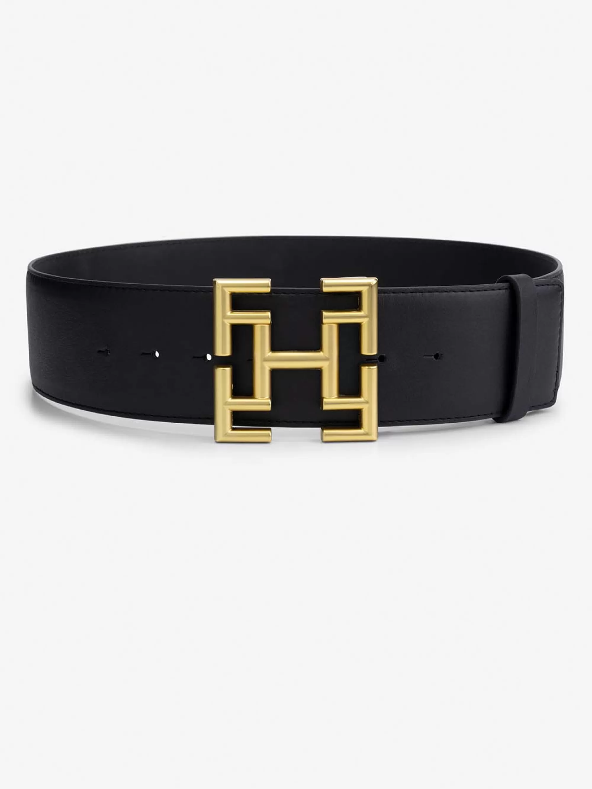 FIFTH HOUSE Riemen-Leren taille riem met logo gesp Black