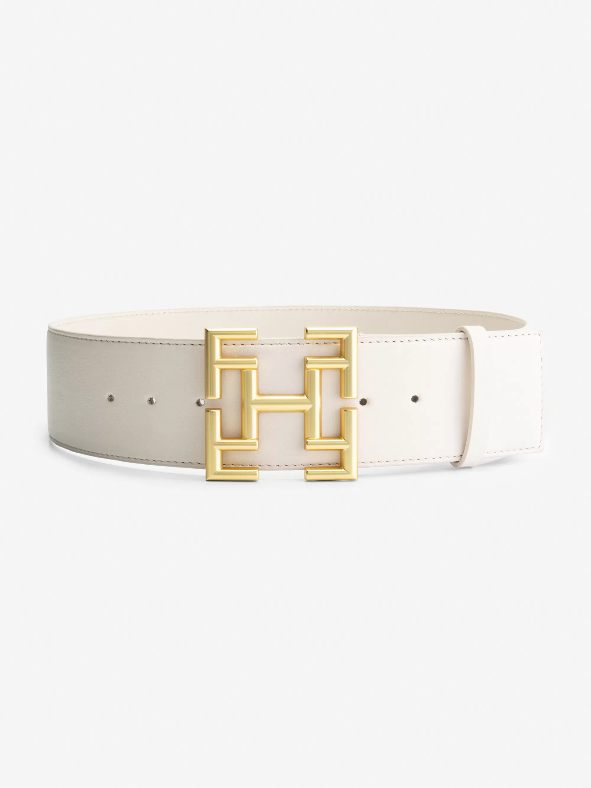 FIFTH HOUSE Riemen-Leren taille riem met logo gesp Cream