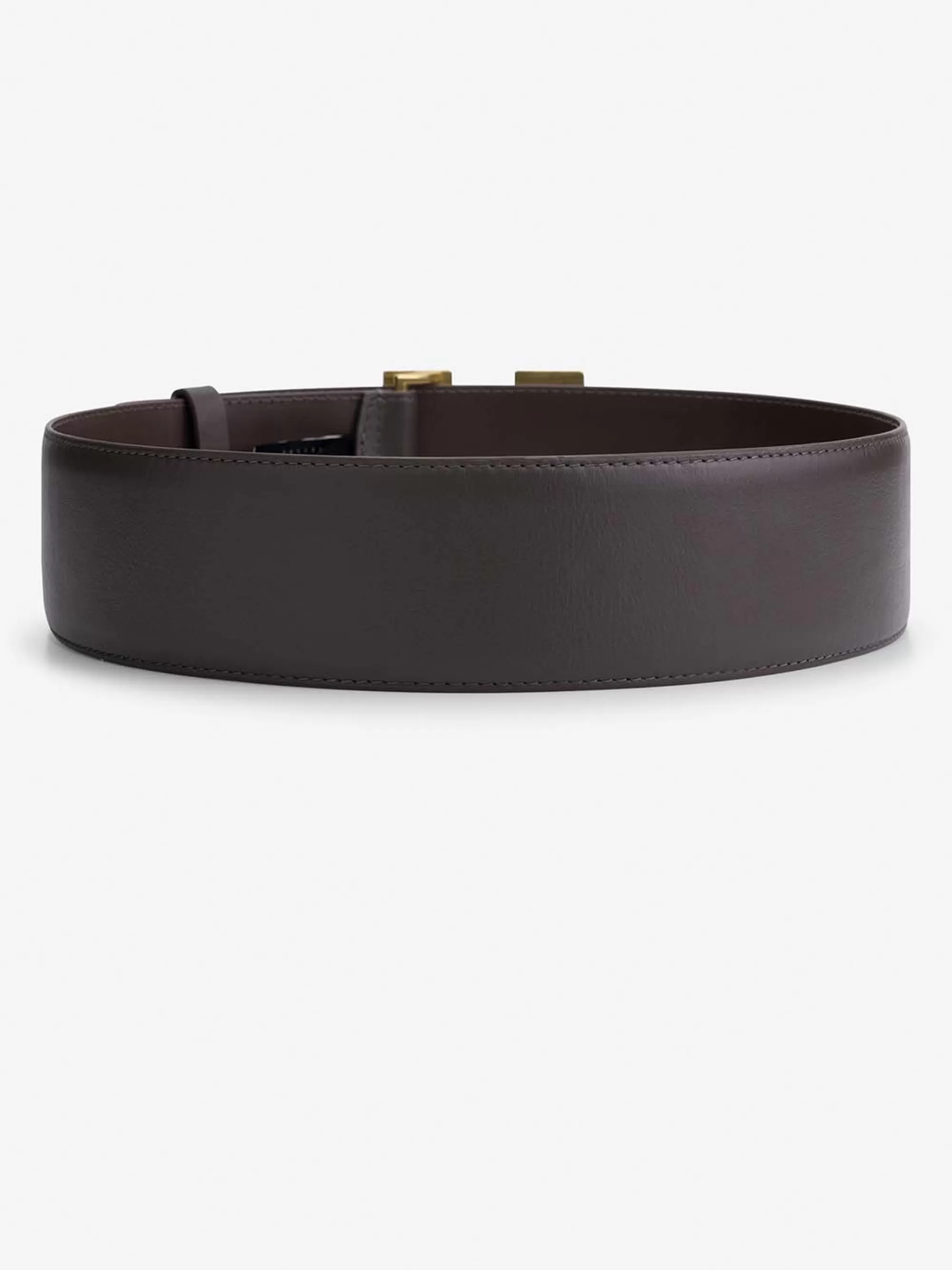 FIFTH HOUSE Riemen-Leren taille riem met logo gesp Darkbrown