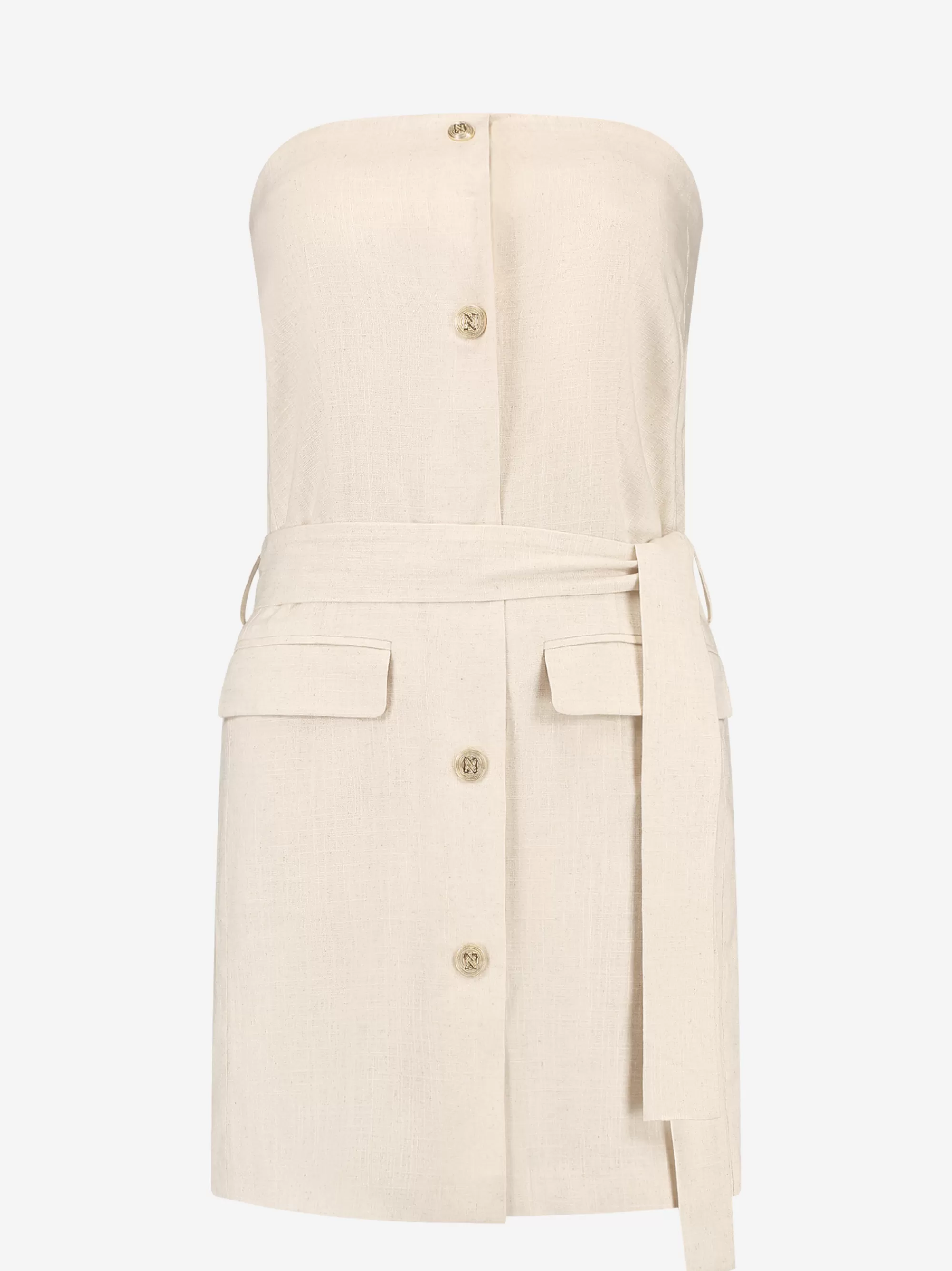 FIFTH HOUSE Jumpsuits-Linen strapless playsuit Neutral