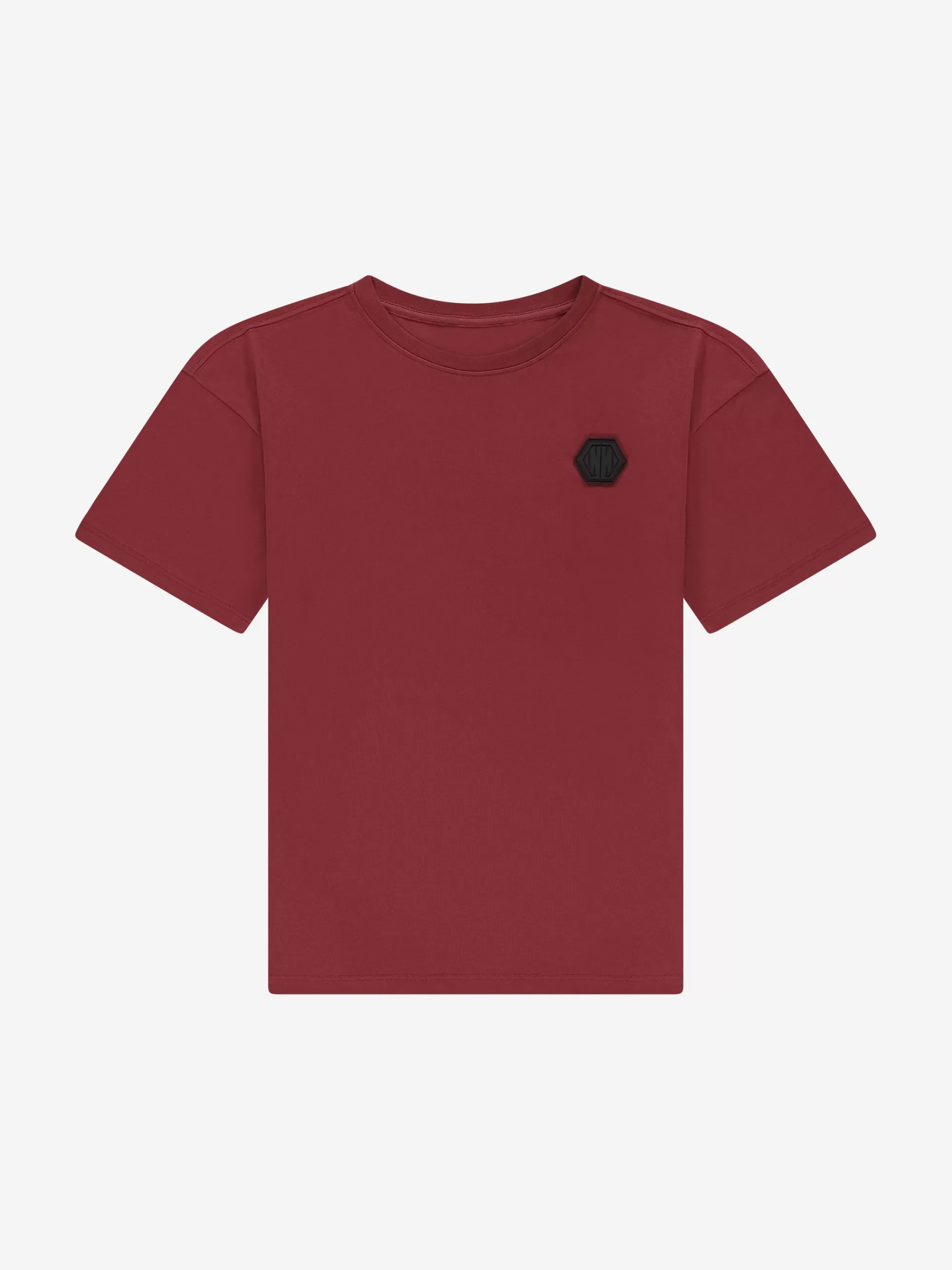 FIFTH HOUSE T-shirts & Polos-Losvallend T-shirt met N&N logo patch Darkburgundy