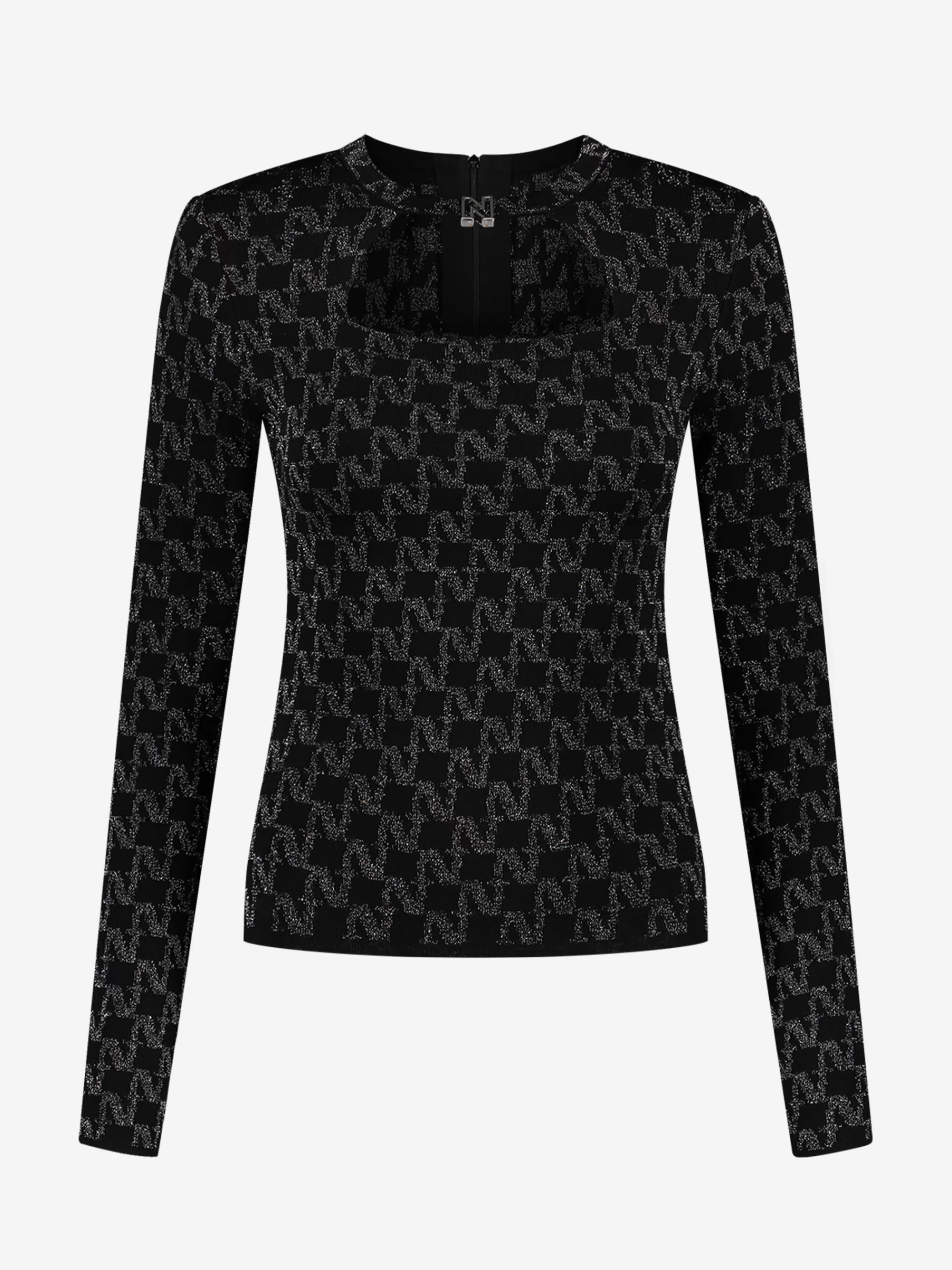 FIFTH HOUSE Tops-Lurex Monogram top with N slide Black