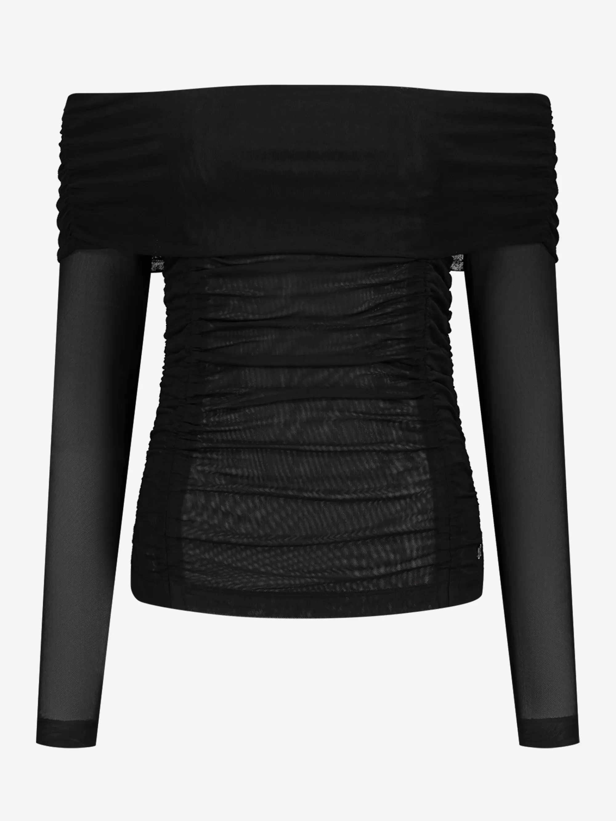 FIFTH HOUSE Tops-Mesh off-shoulder top Black