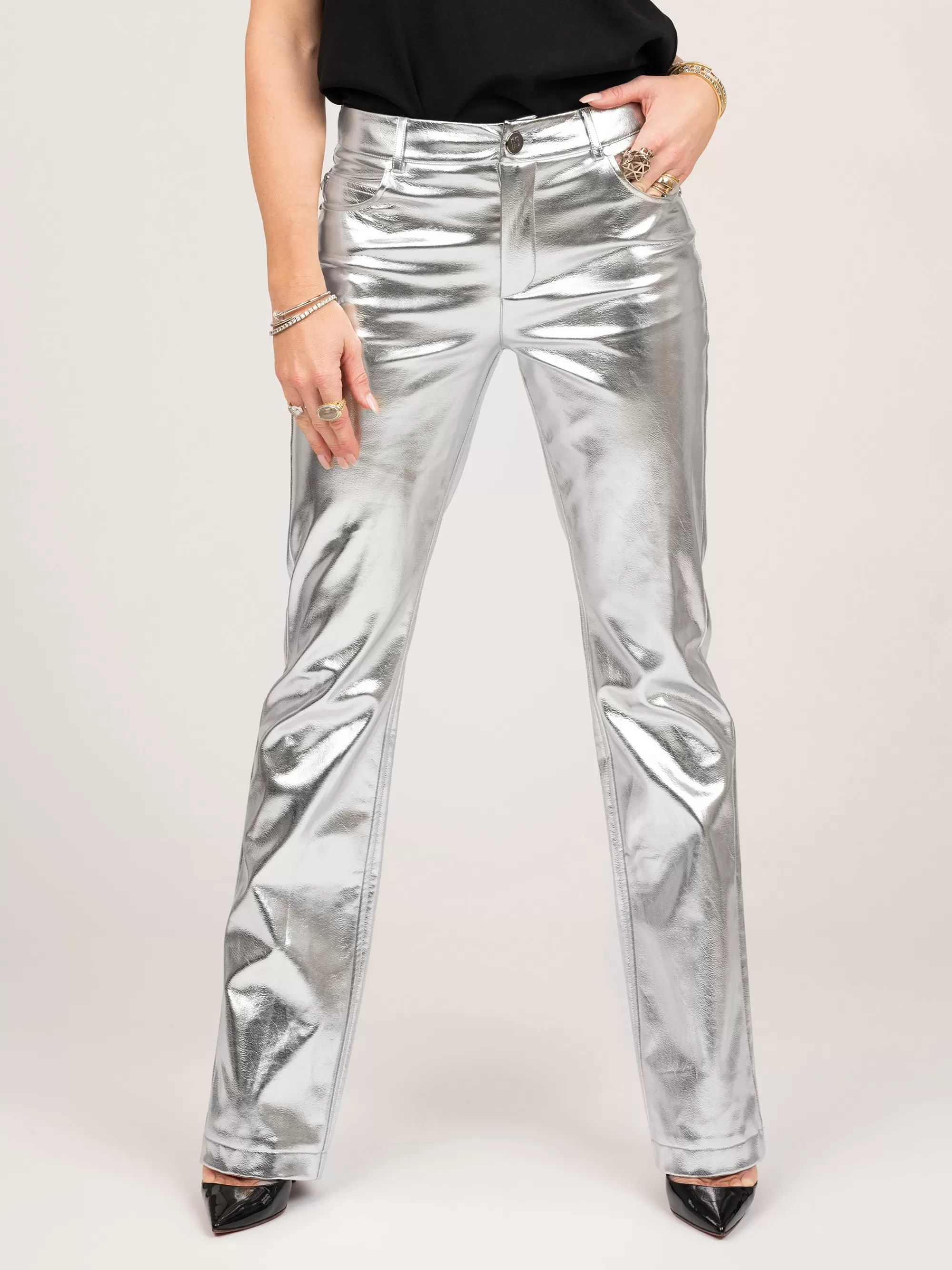 FIFTH HOUSE Broeken & Jeans-Metallic broek met rechte pijpen Silver