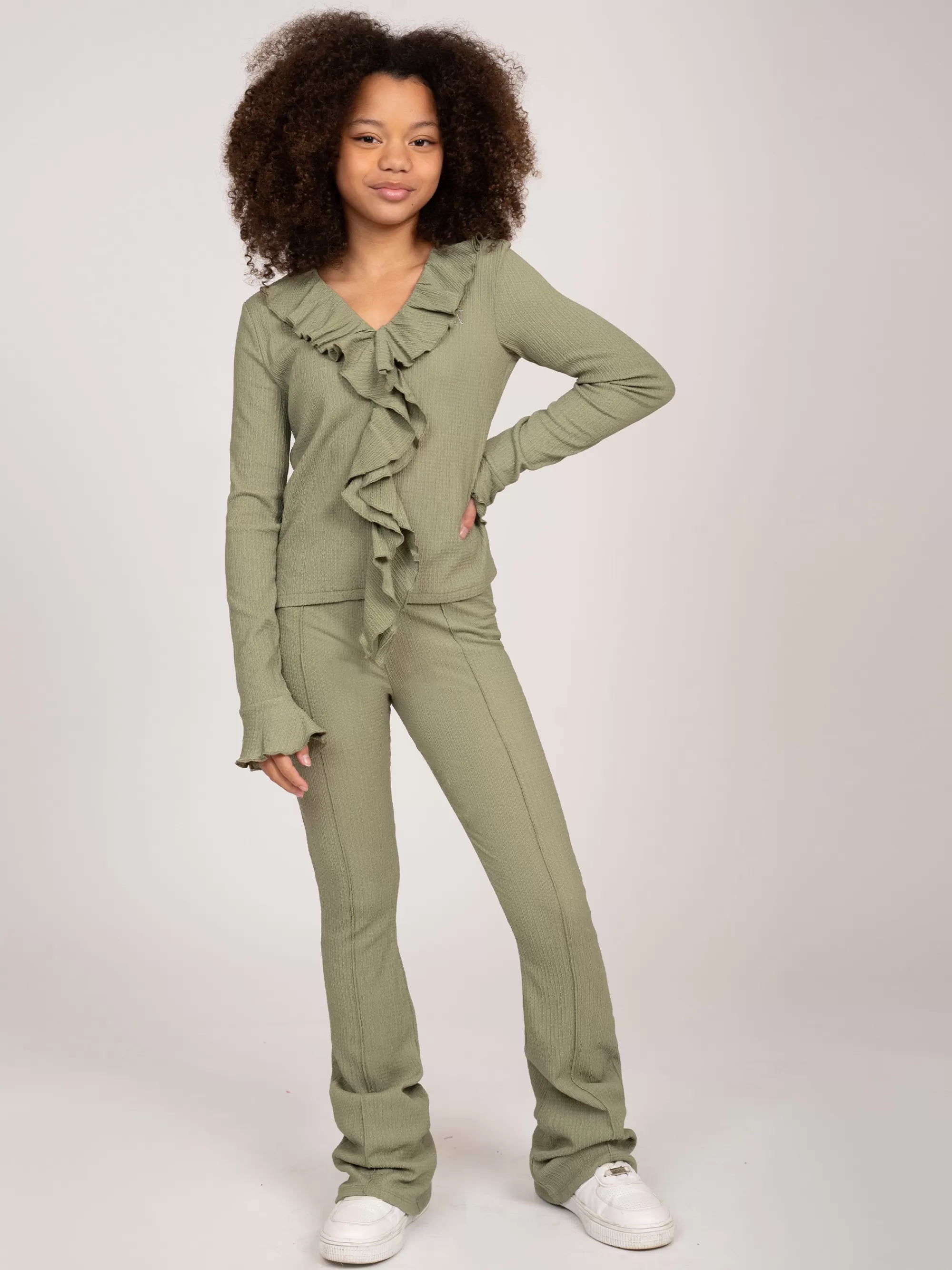 FIFTH HOUSE Sets & Co-ords | Broeken & Jeans-Mid rise flared broek Crocodilegreen