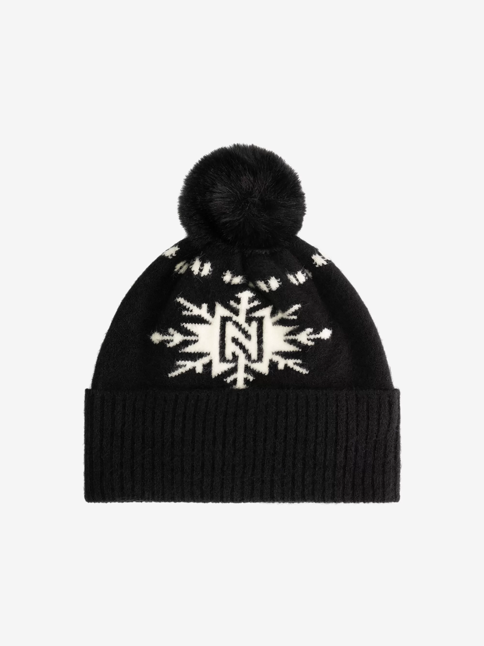 FIFTH HOUSE Skiwear | Alle Accessories-Muts met N-logo en fluffy pompon Black