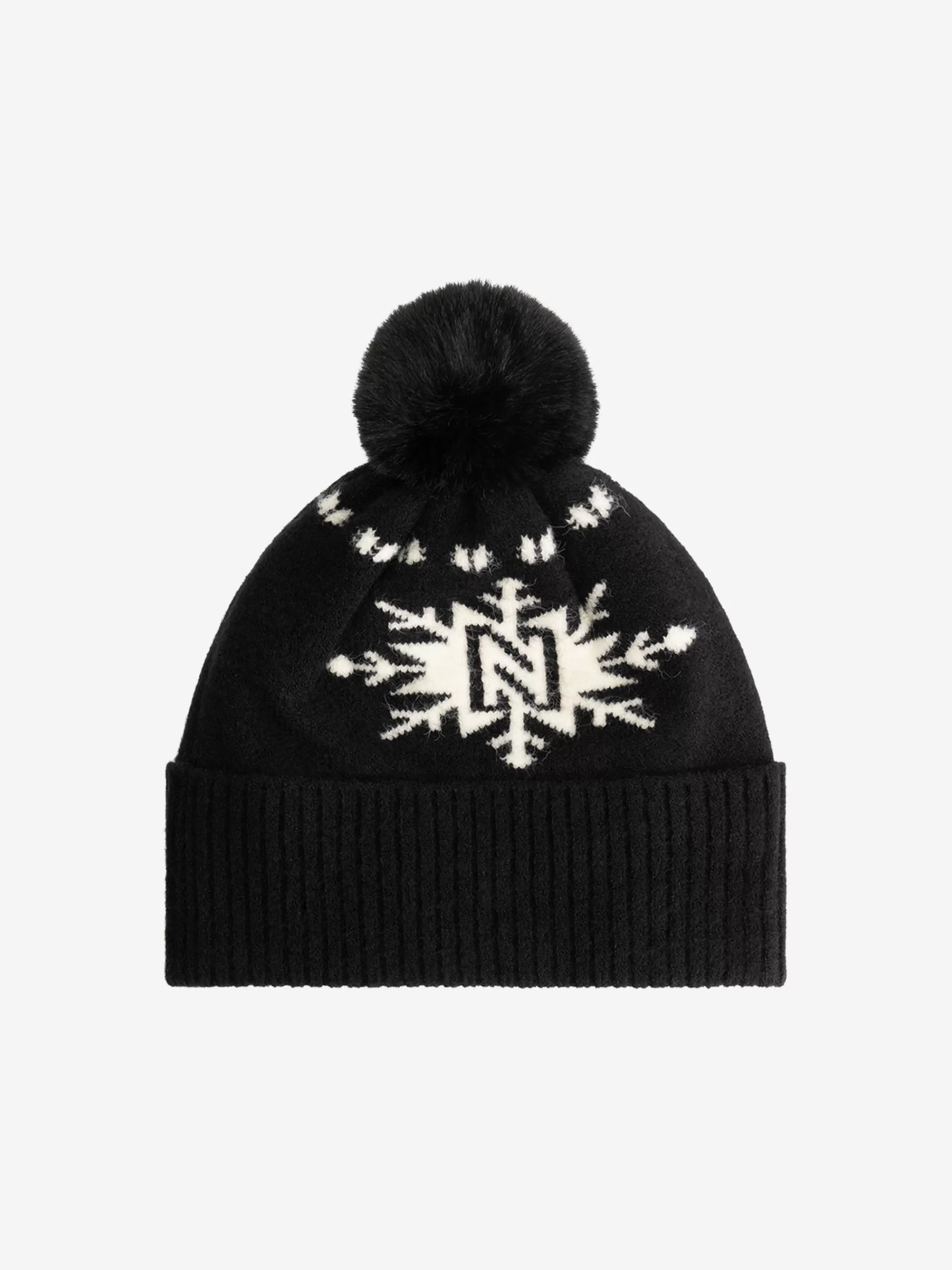 FIFTH HOUSE Skiwear | Alle Accessories-Muts met N-logo en fluffy pompon Black