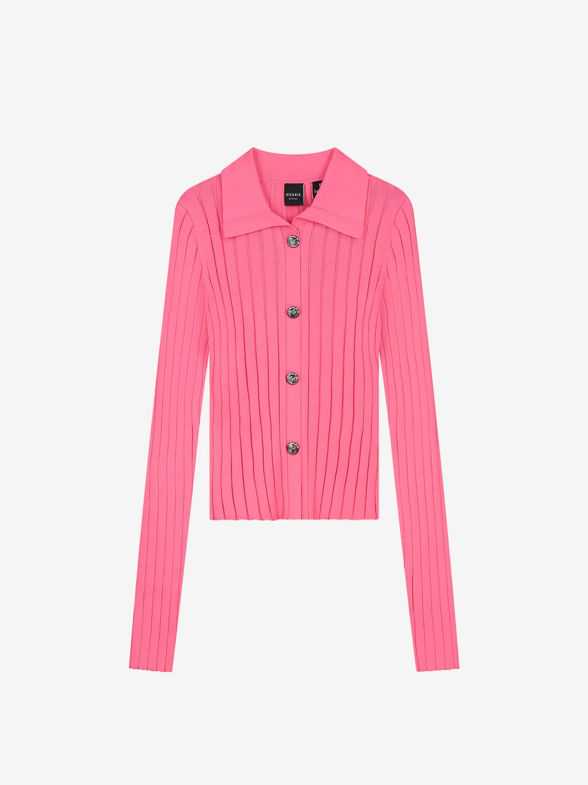 FIFTH HOUSE Tops | Truien & Vesten-Polo met lange mouwen en knopen Hotpink