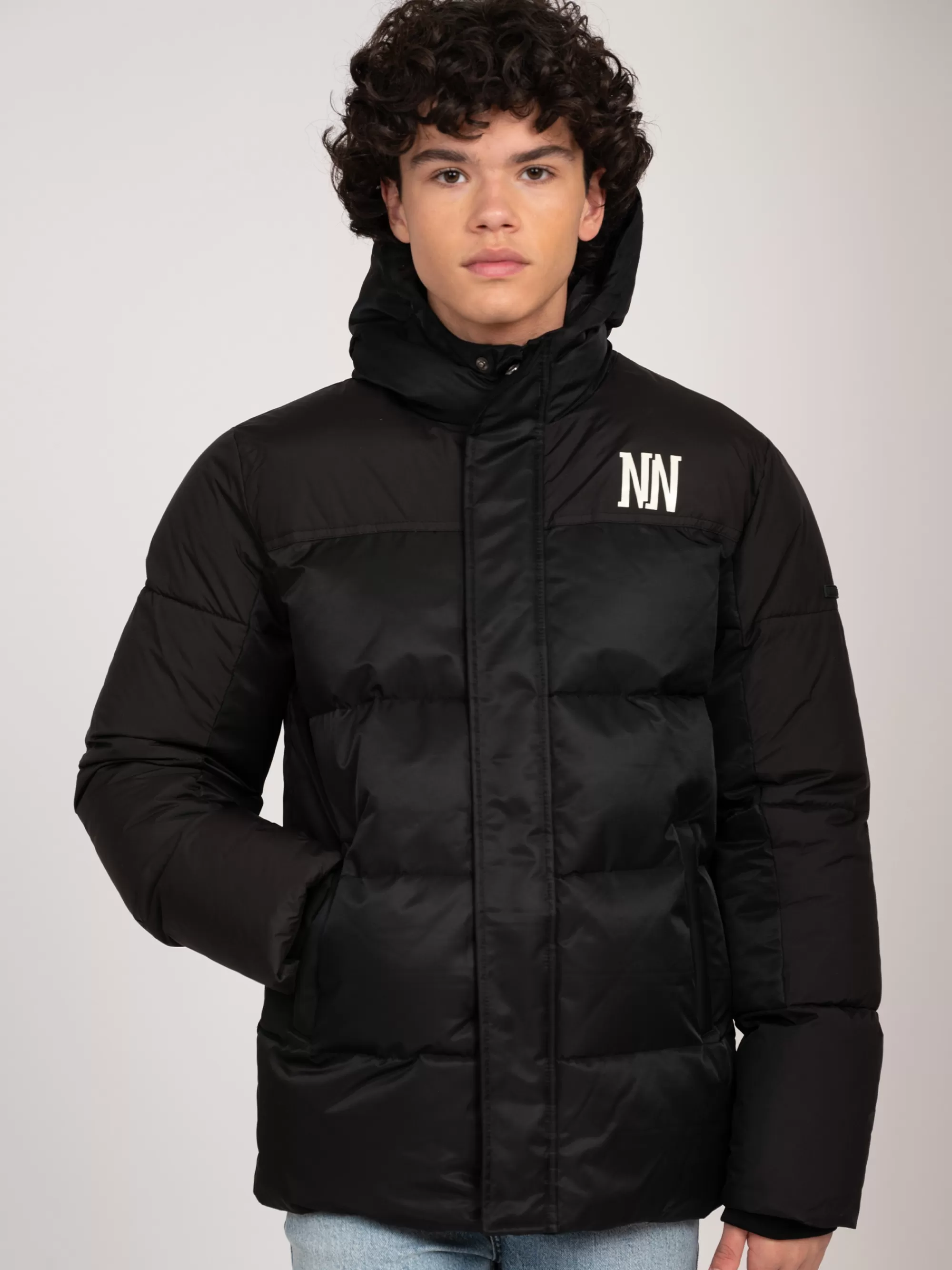 FIFTH HOUSE Jassen-Puffer jack met capuchon en logo Black