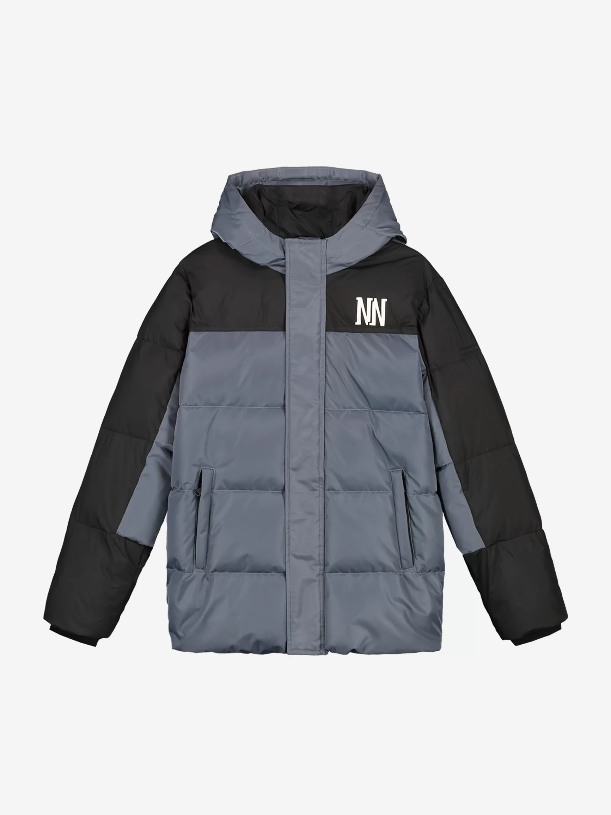 FIFTH HOUSE Jassen-Puffer jack met capuchon en logo Rigidgrey