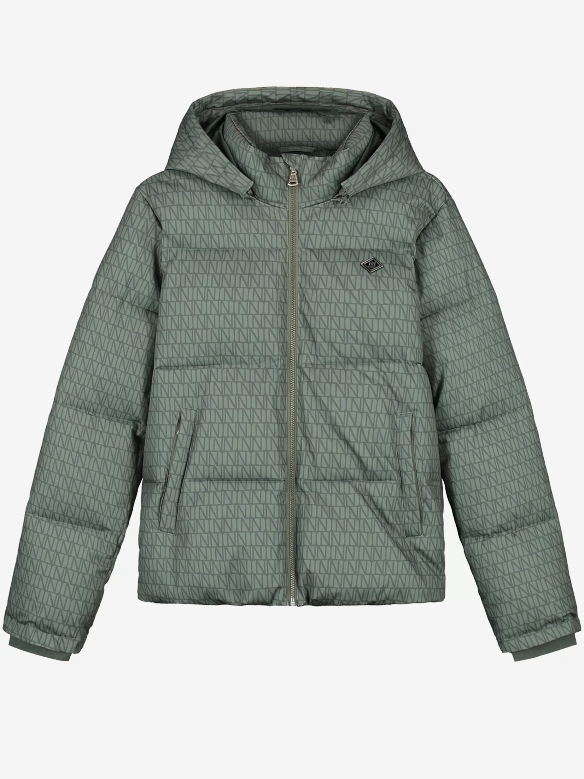 FIFTH HOUSE Jassen & Blazers-Puffer jack met logo patroon en capuchon Crocodilegreen