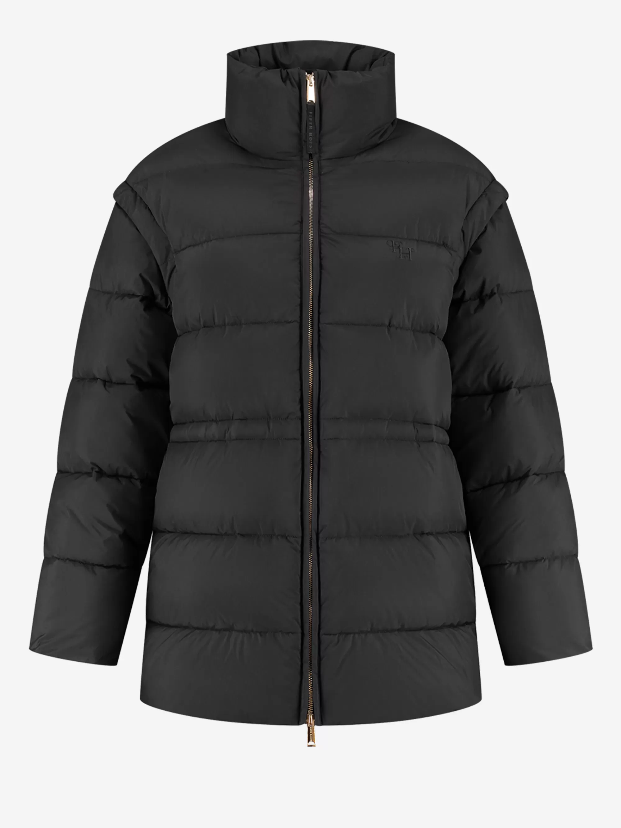 FIFTH HOUSE Jassen & Jacks-Puffer jas met capuchon en getailleerde taille Black