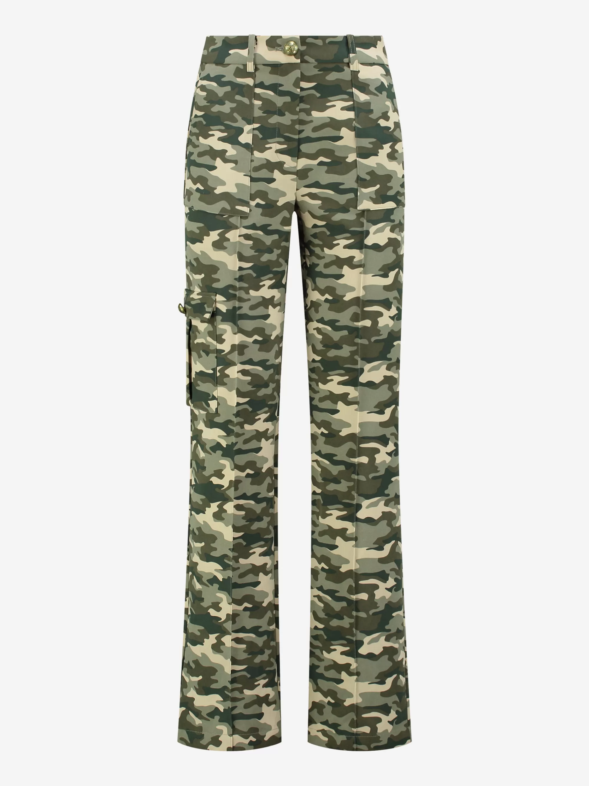 FIFTH HOUSE Broeken & Jeans-Rechte Cargo broek met middelhoge taille Combatgreen