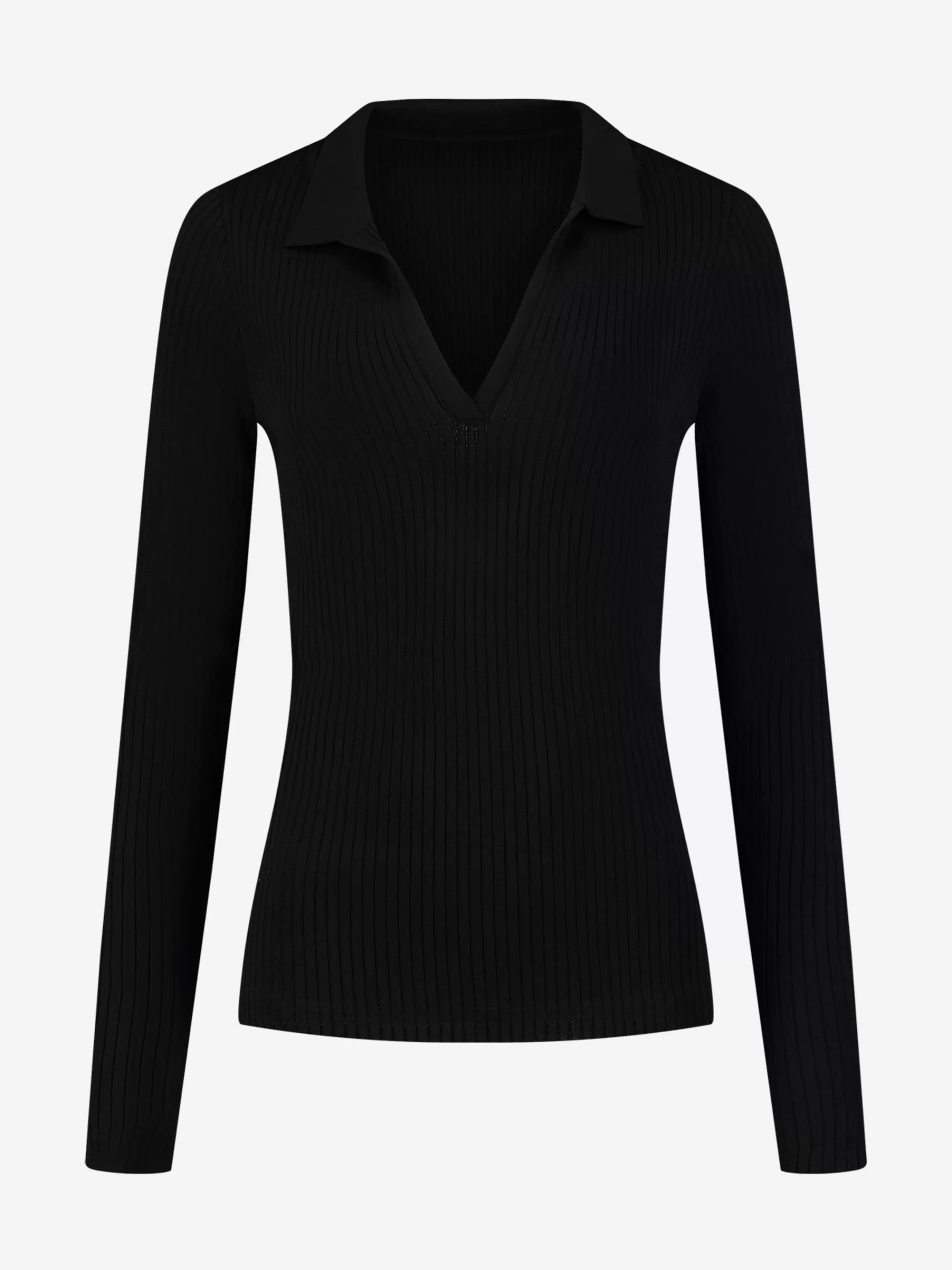 FIFTH HOUSE Tops-Rib Top met V-hals Black