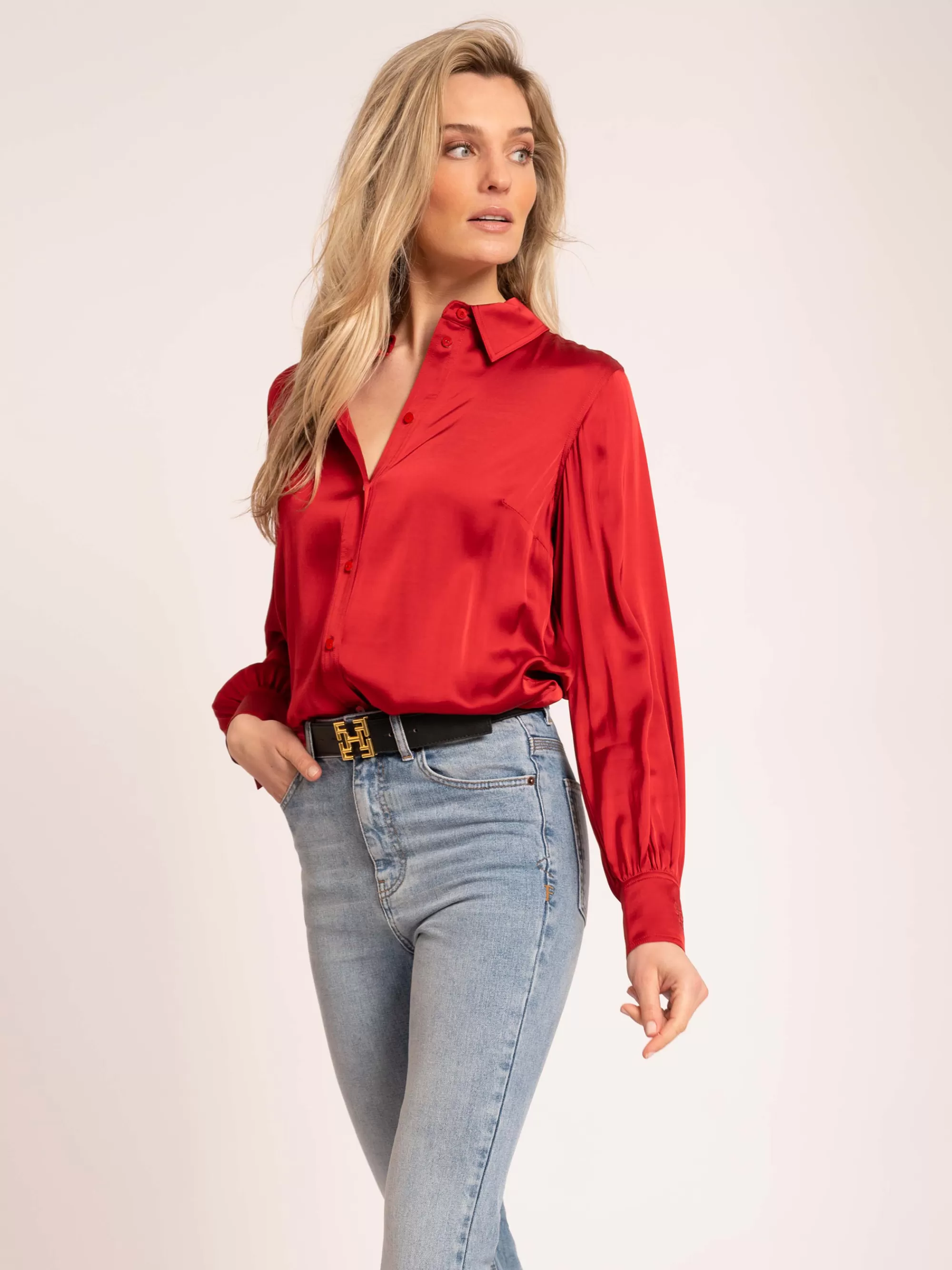 FIFTH HOUSE Blouses & Overhemden-Satijn-look blouse Chili