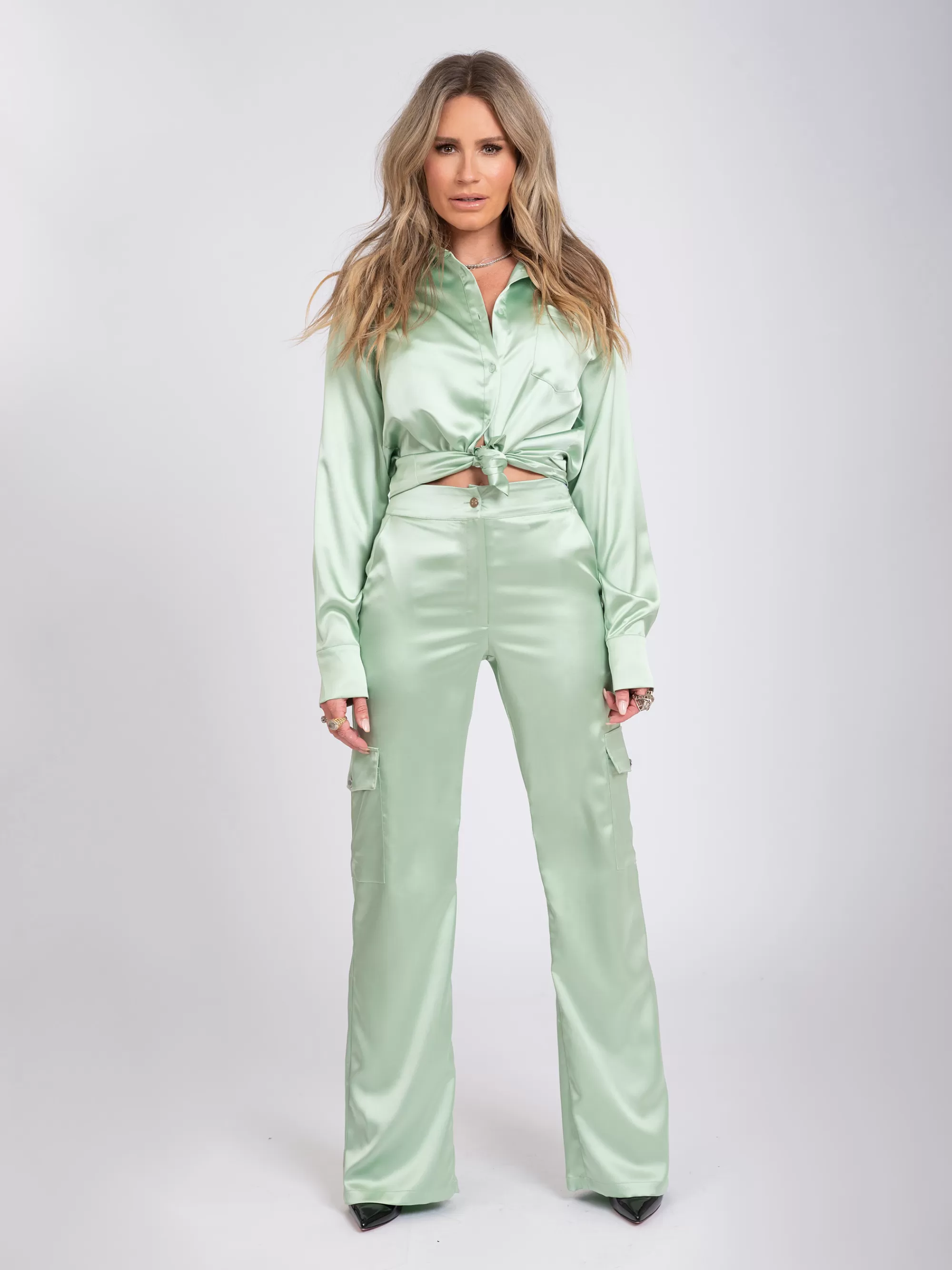 FIFTH HOUSE Blouses-Satin look blouse Matcha