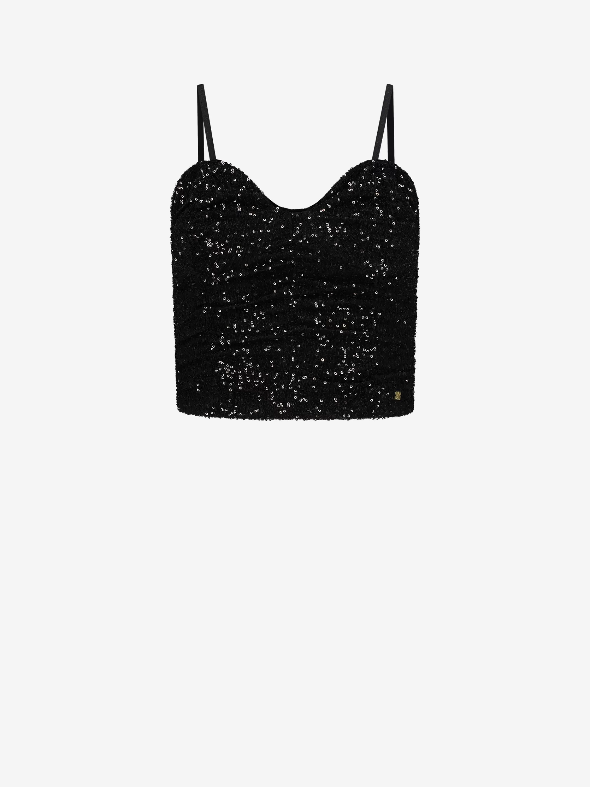 FIFTH HOUSE Tops-Sequin top with v-neckline Black