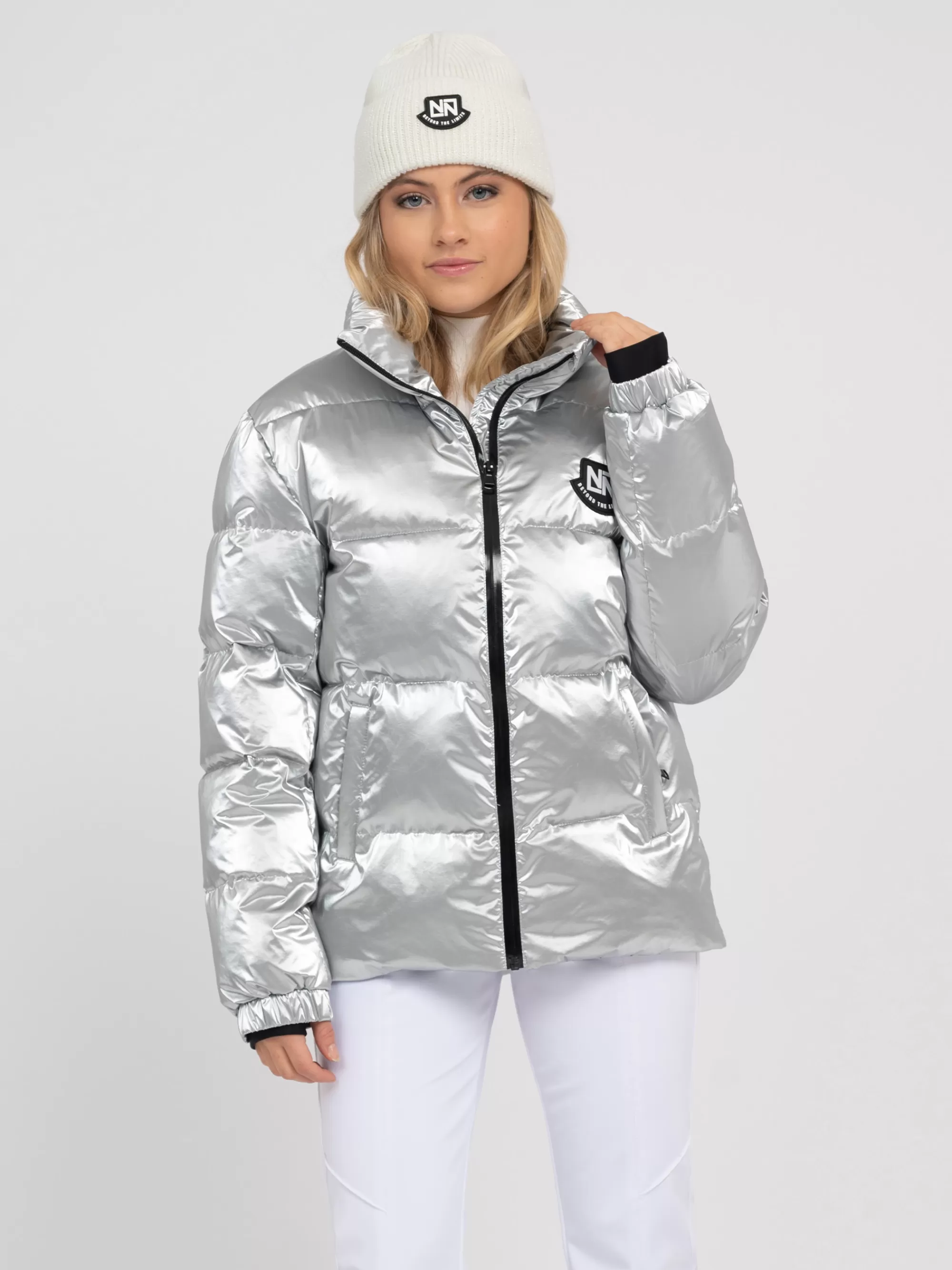 FIFTH HOUSE Skiwear | Jassen & Blazers-Ski jas met metallic look en hoge kraag Silver