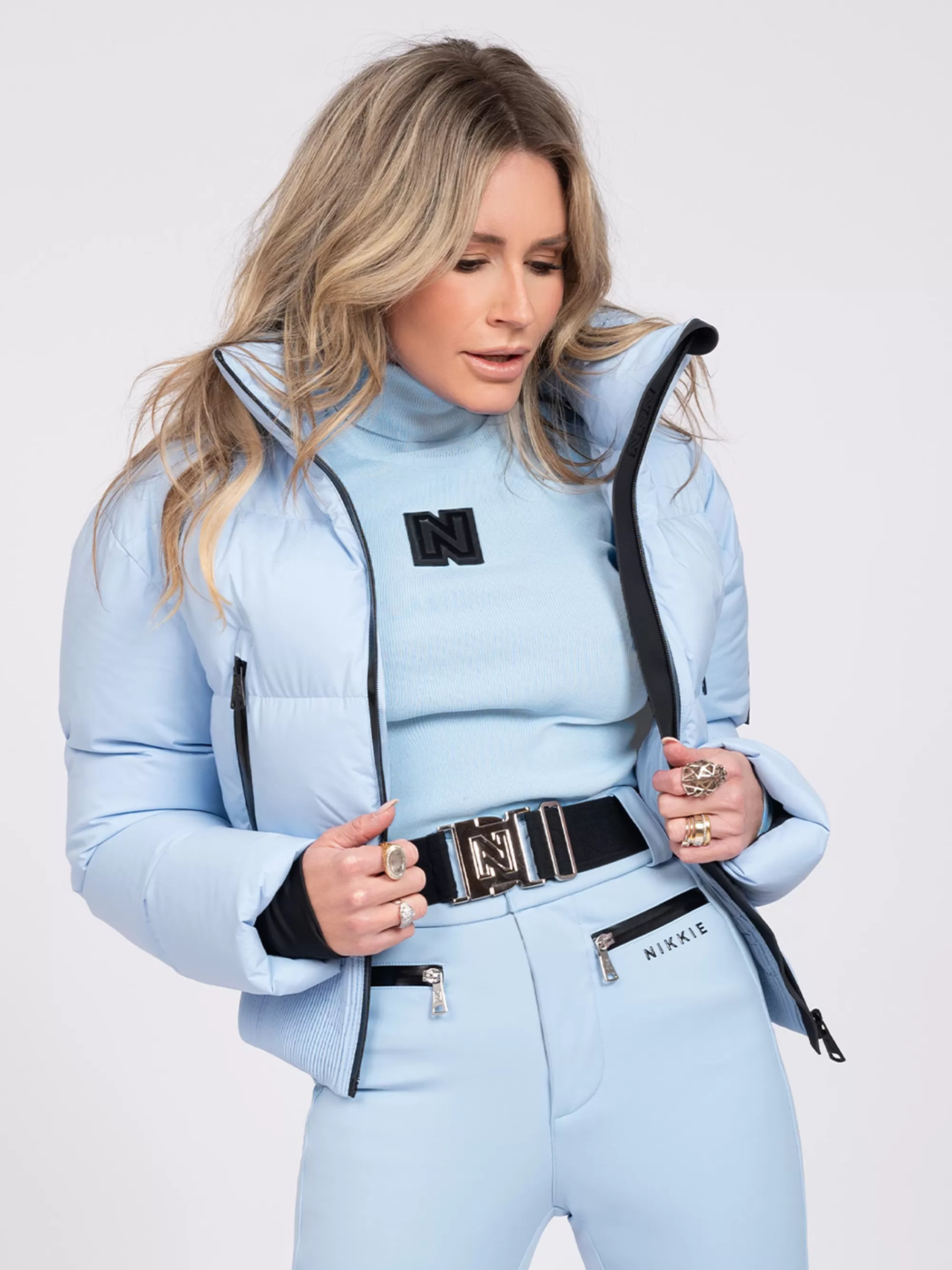 FIFTH HOUSE Skiwear | Jassen & Jacks-Ski jas met uitvouwbare capuchon en sneeuwvangers Powderblue