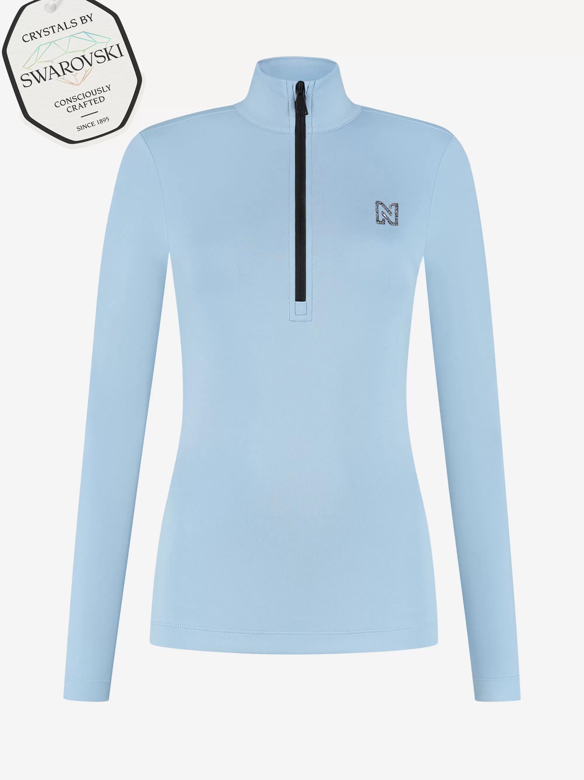 FIFTH HOUSE Skiwear | Tops-Ski pully met rits en Swarovski N-logo Powderblue