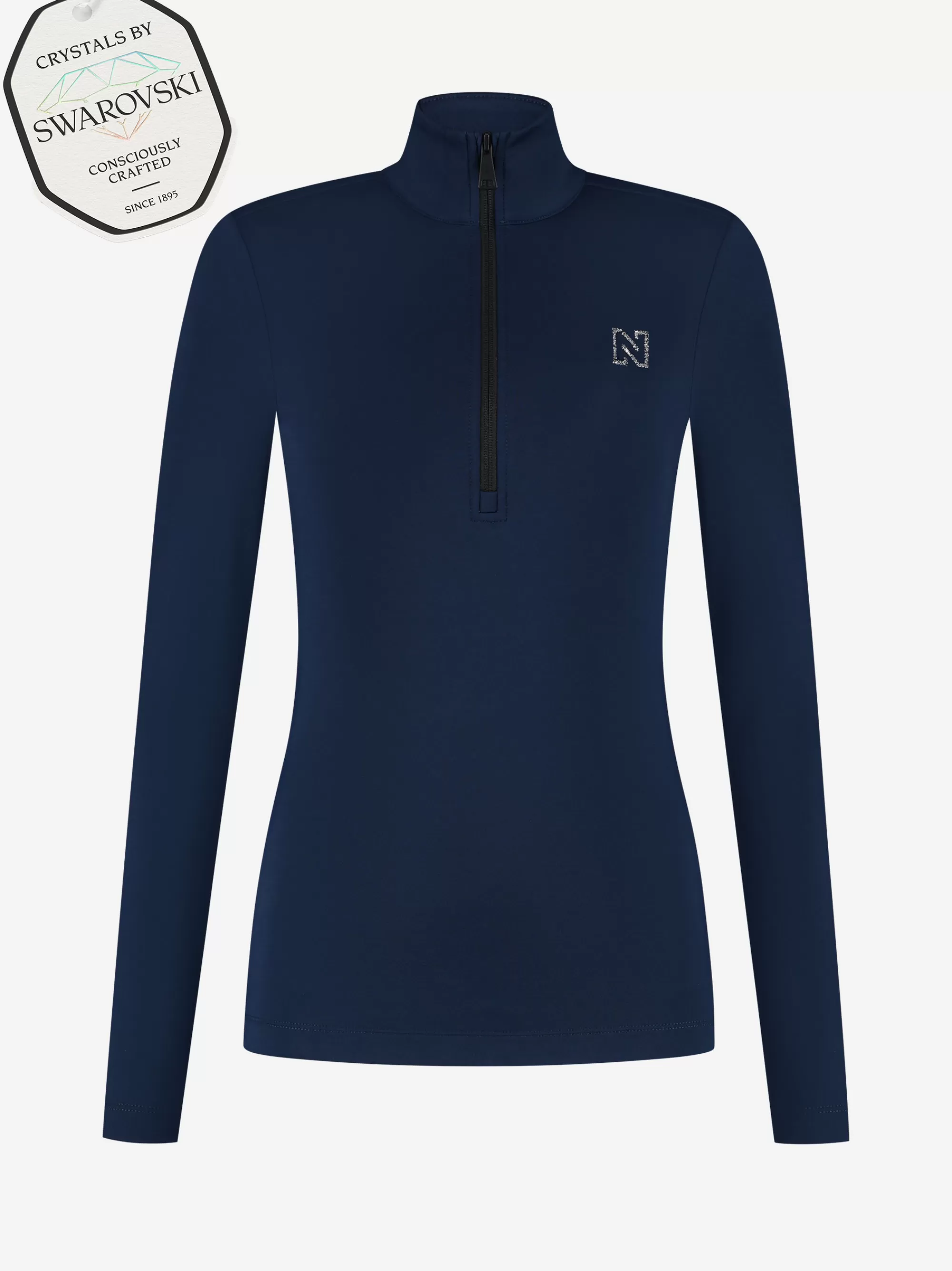 FIFTH HOUSE Skiwear | Tops-Ski pully met rits en Swarovski N-logo Navy