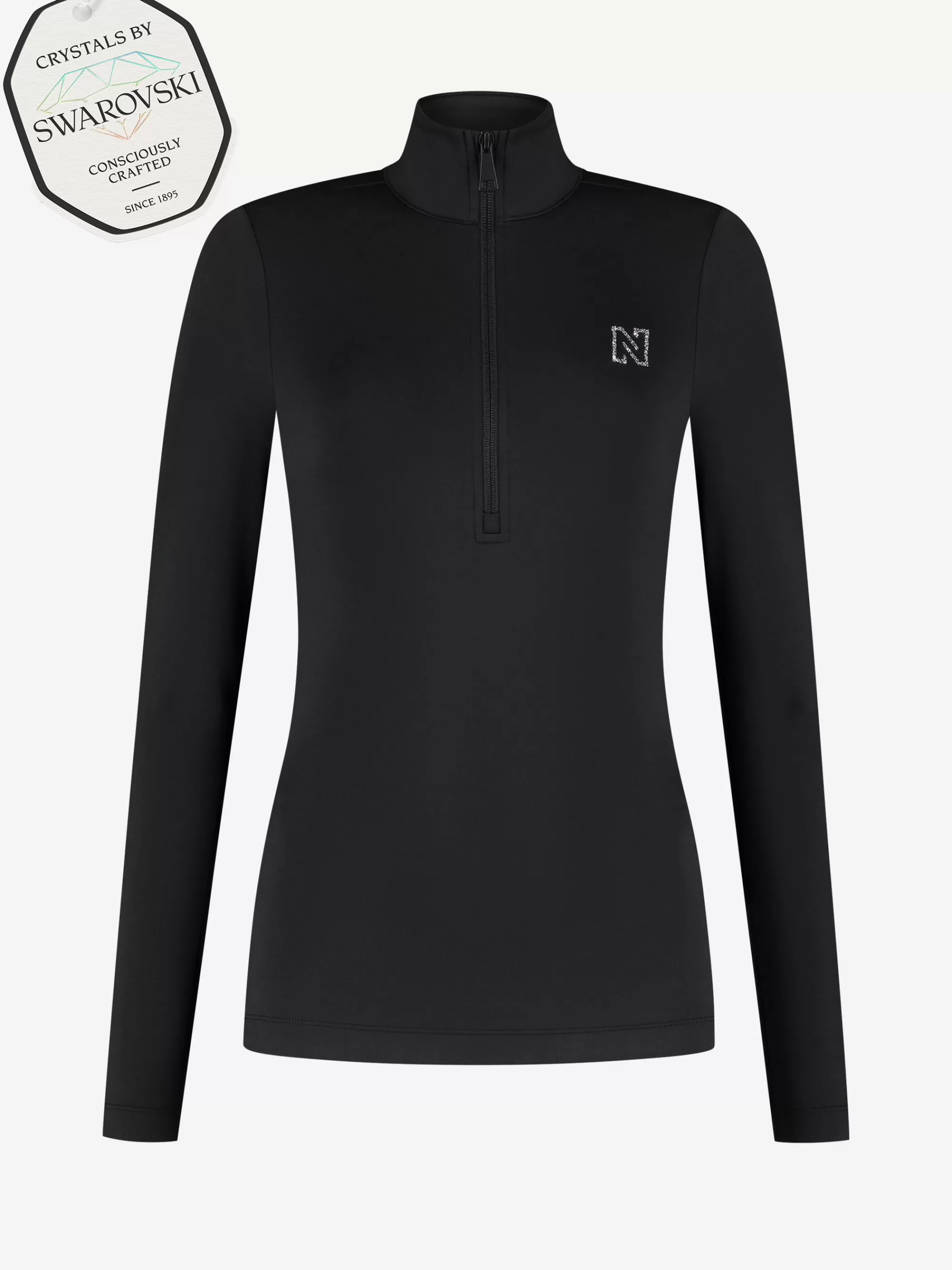 FIFTH HOUSE Skiwear | Tops-Ski pully met rits en Swarovski N-logo Black