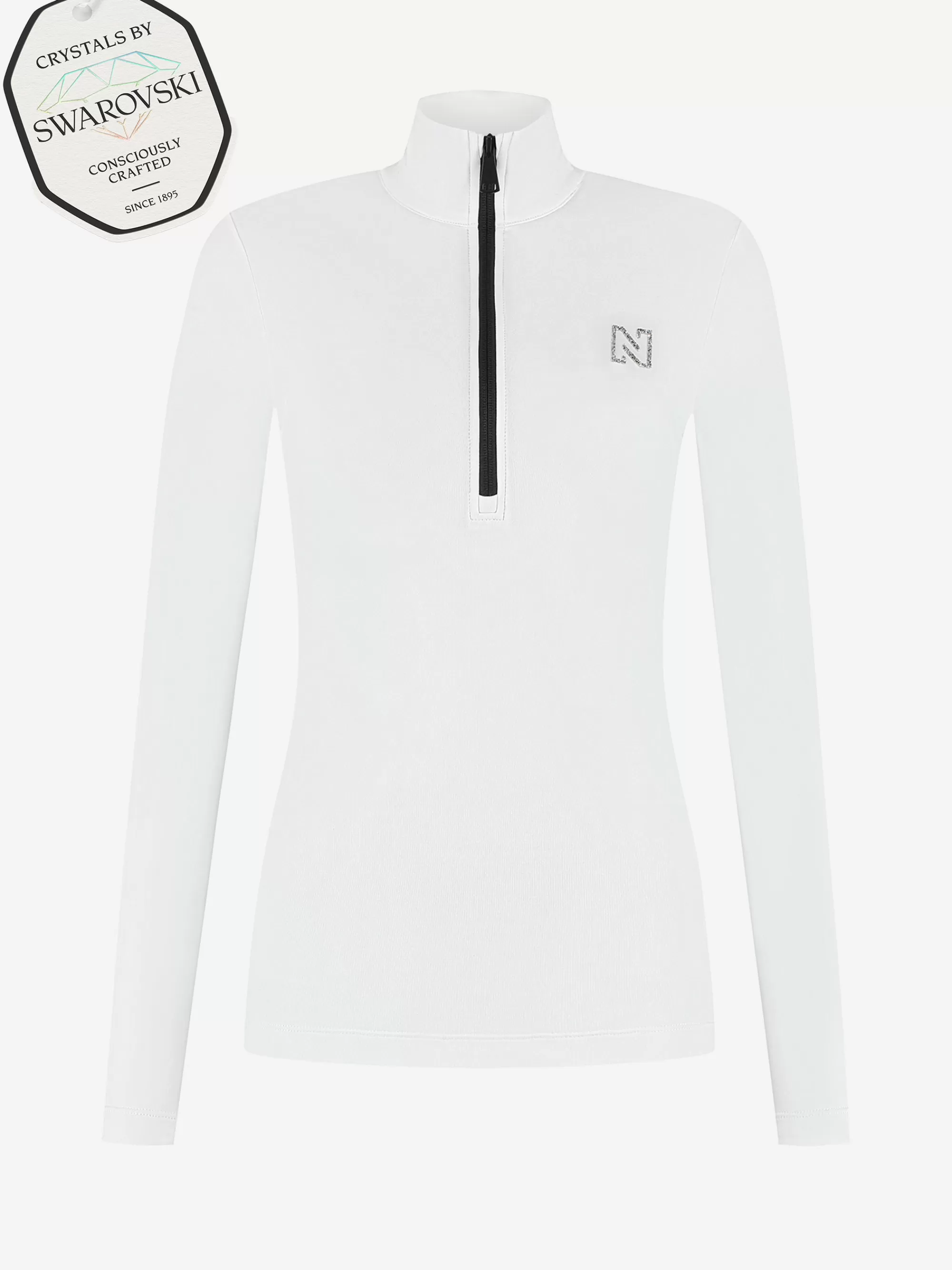 FIFTH HOUSE Skiwear | Tops-Ski pully met rits en Swarovski N-logo Brightwhite