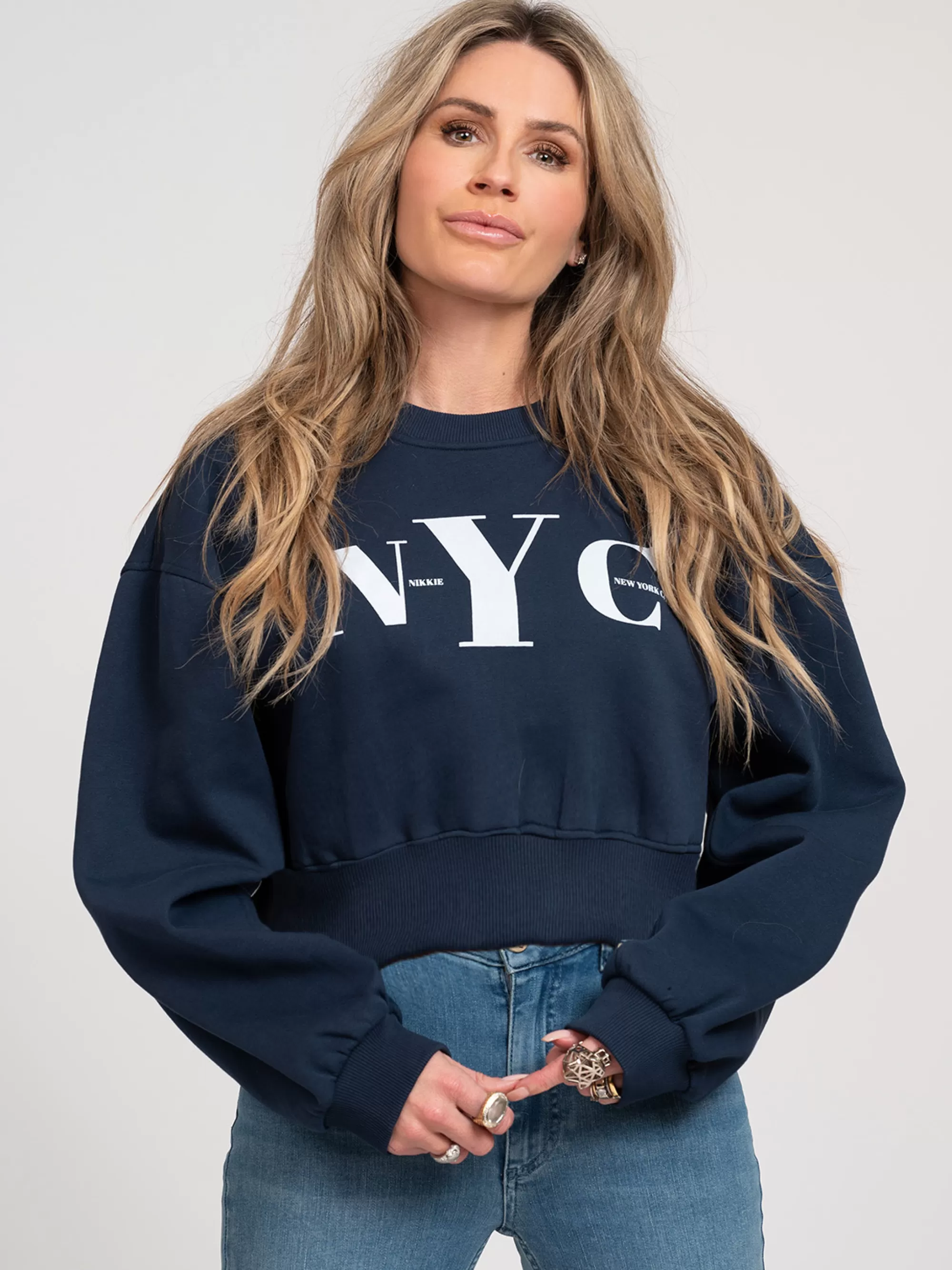 FIFTH HOUSE Truien & Vesten-Sweater met NYC print Navy