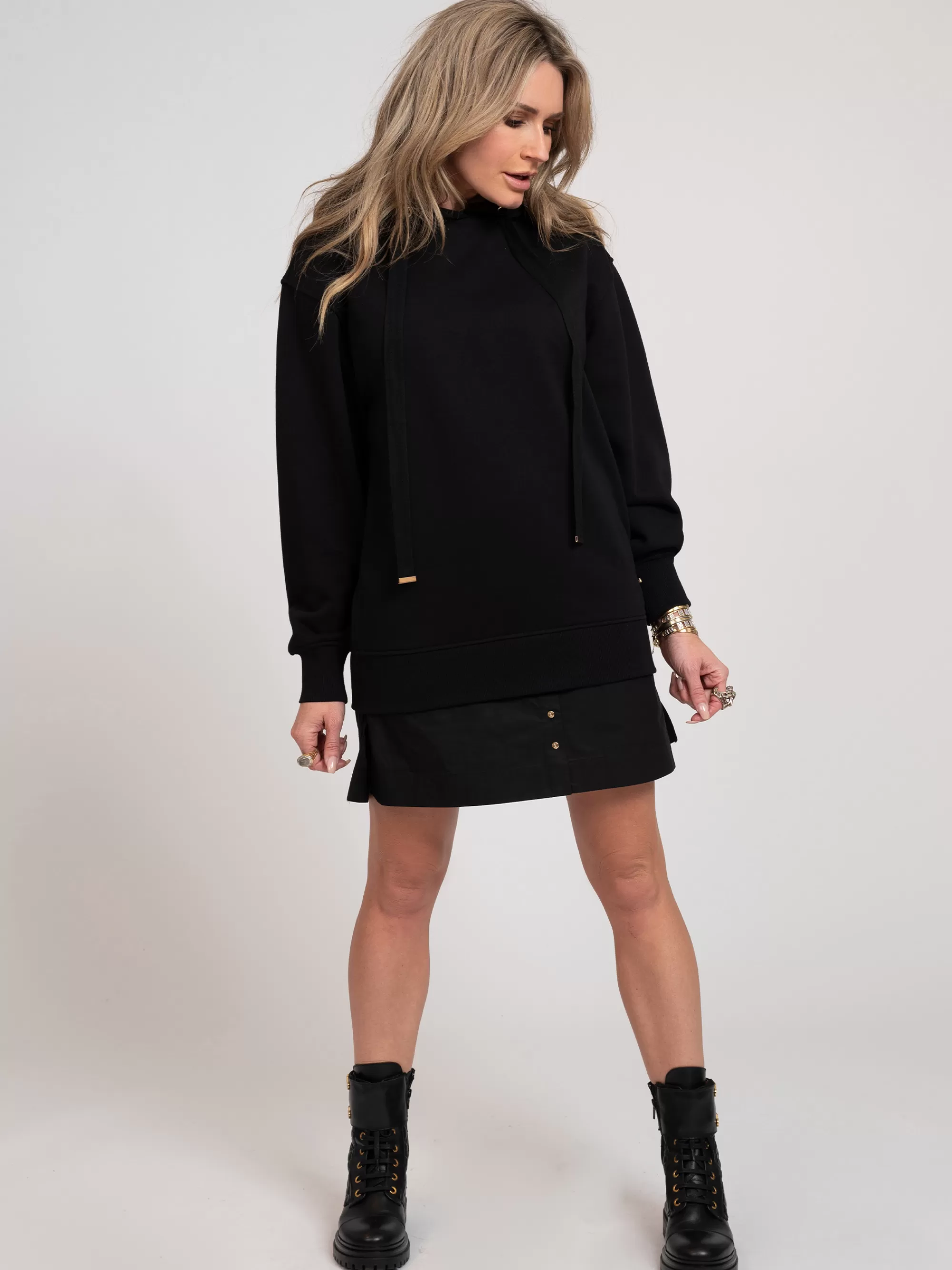 FIFTH HOUSE Jurken-Sweatjurk met capuchon Black