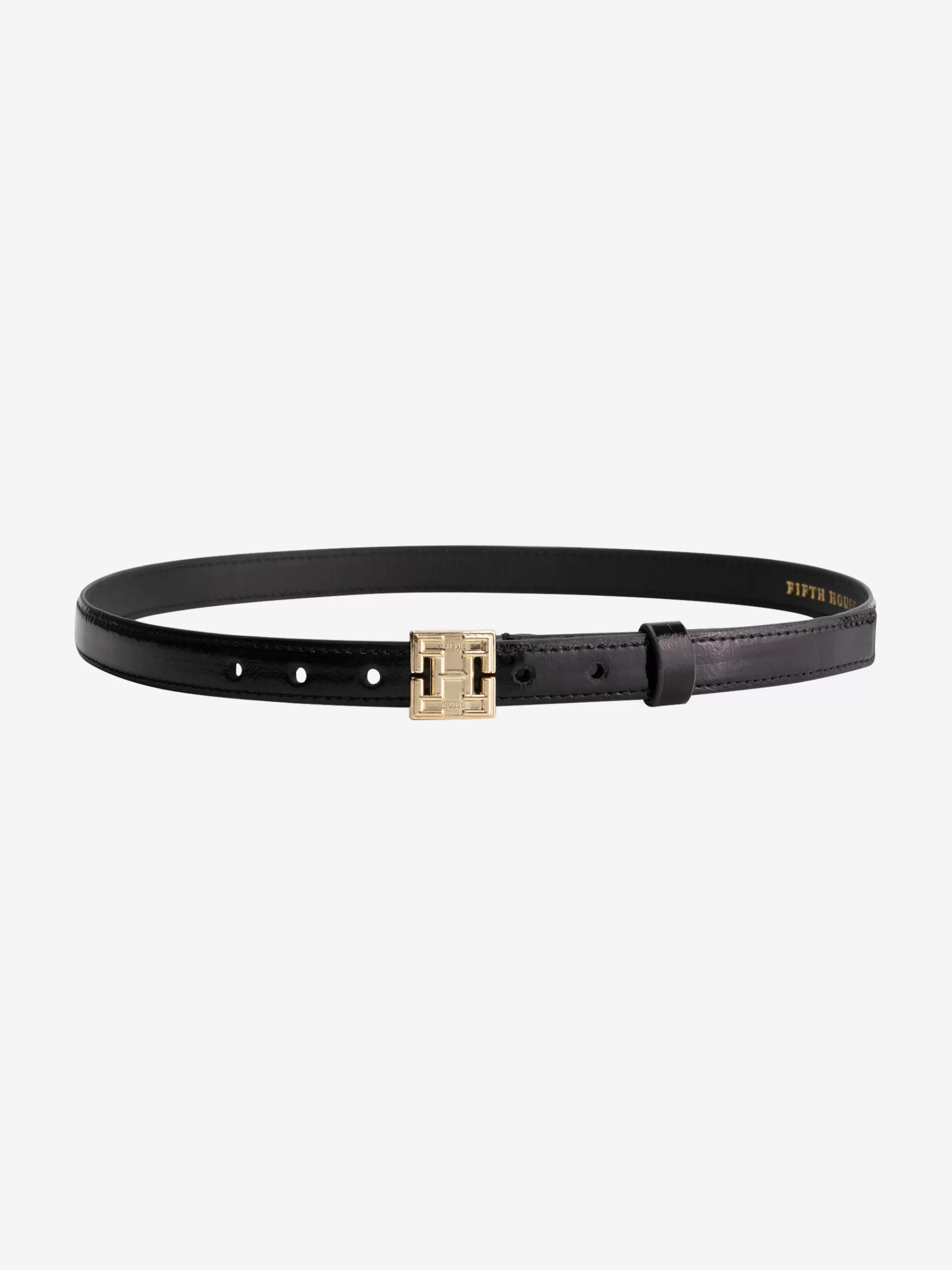 FIFTH HOUSE Riemen-Taille riem met logo gesp Laquerblack