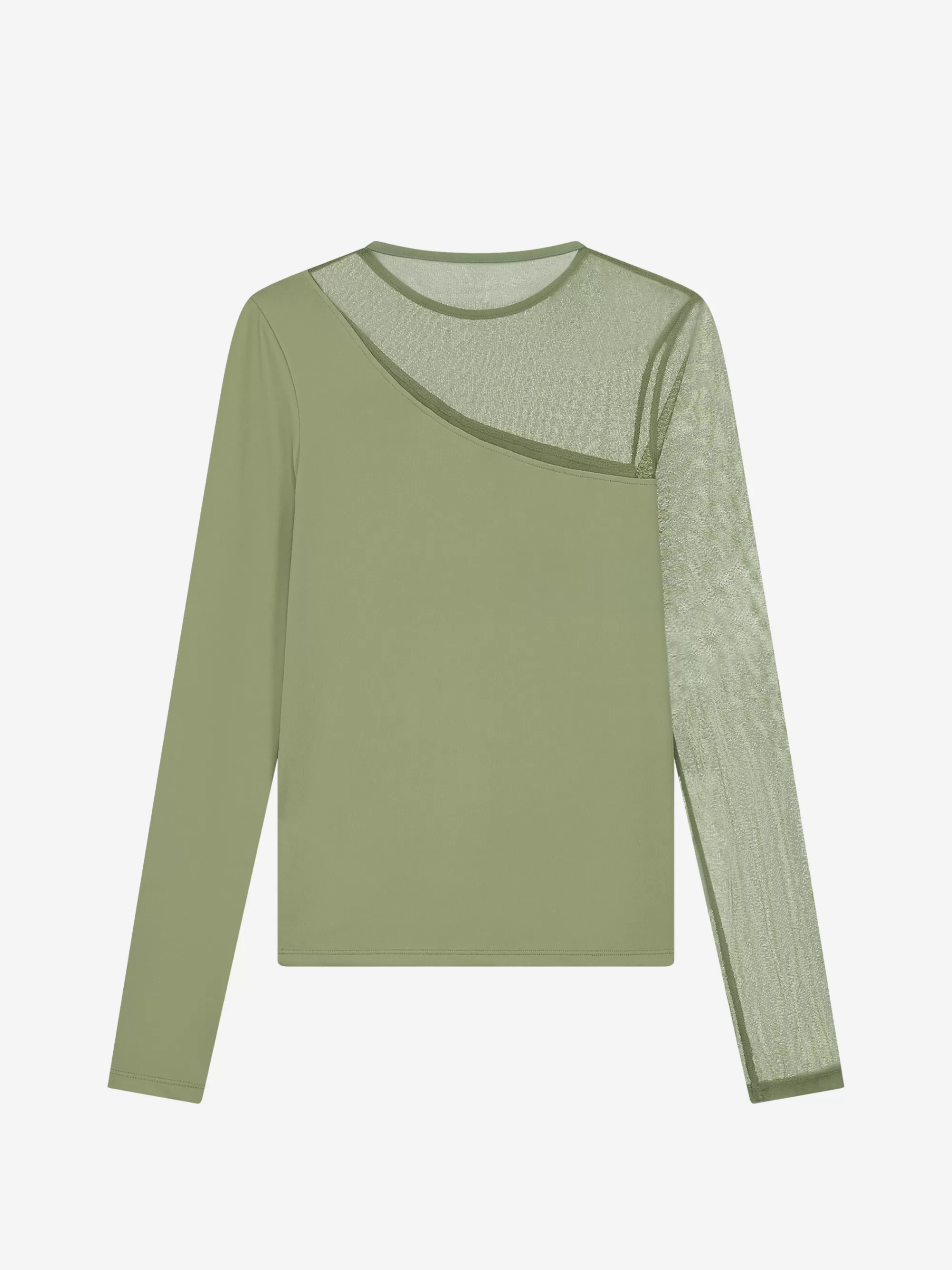 FIFTH HOUSE Tops-Top met mesh Crocodilegreen