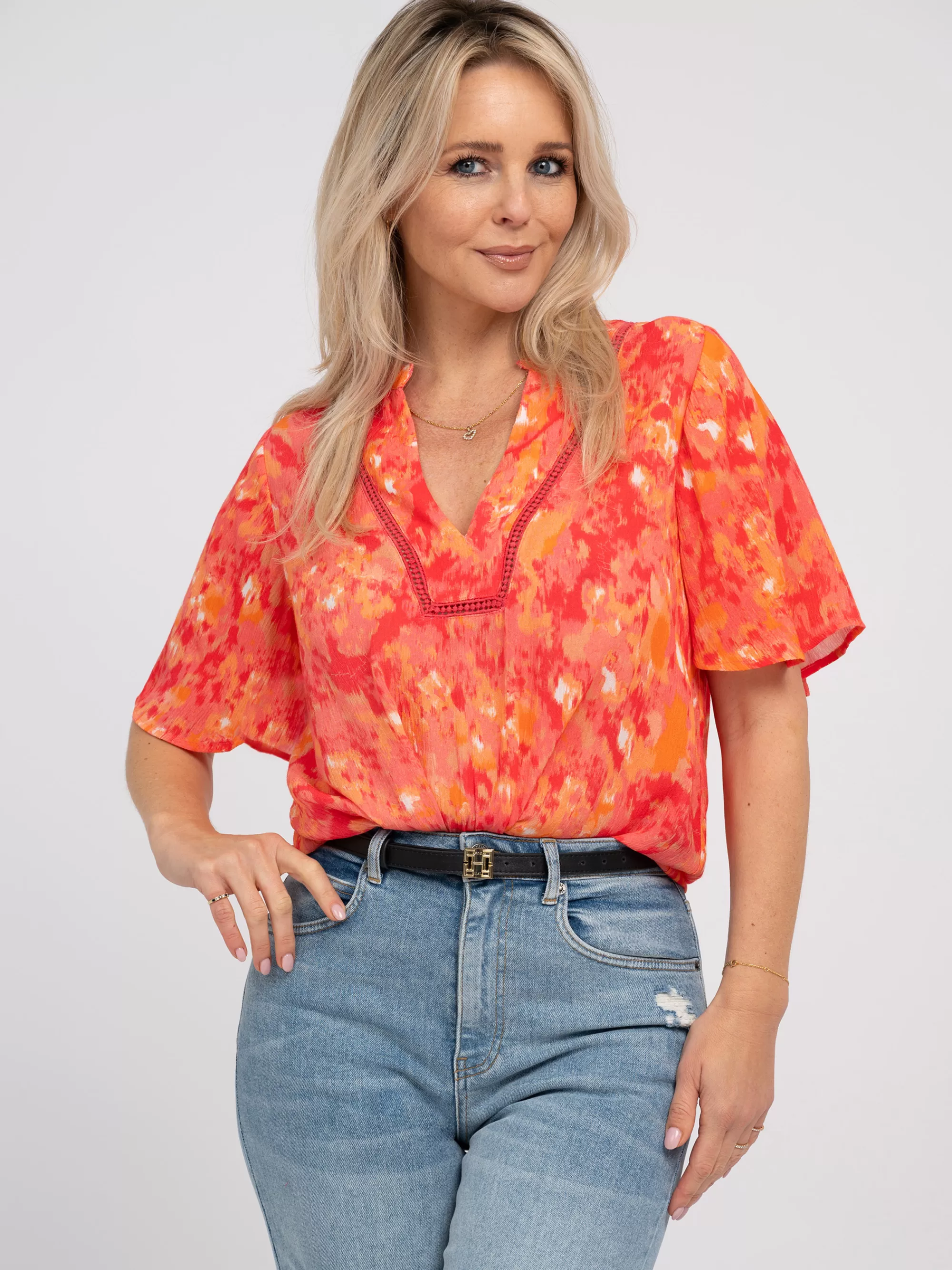 FIFTH HOUSE Sets & Co-ords | Tops-Top met ruffles Hibiscus