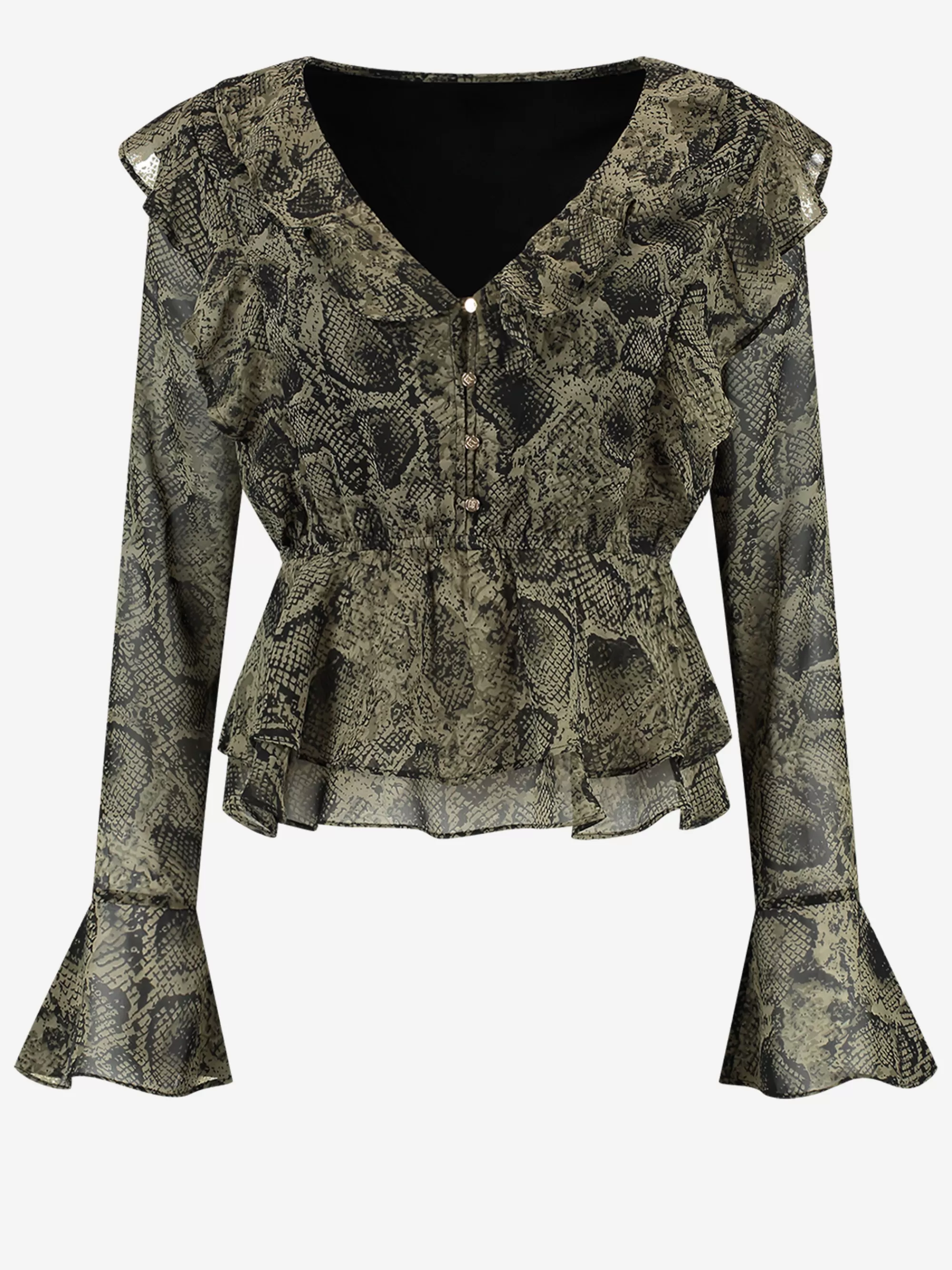 FIFTH HOUSE Tops-Top met slangen print Army