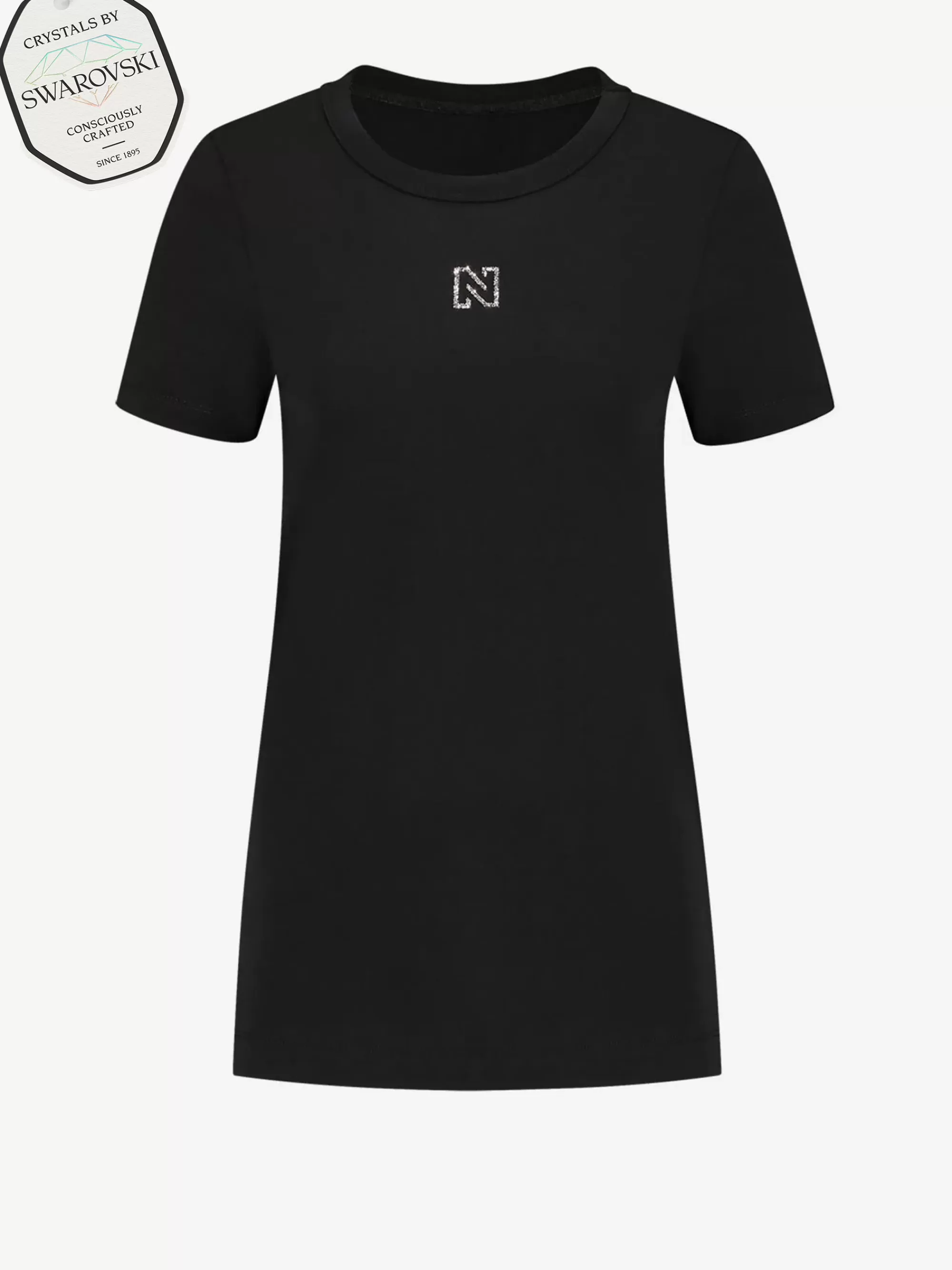 FIFTH HOUSE T-shirts-T-shirt met logo van Swarovski stenen Black