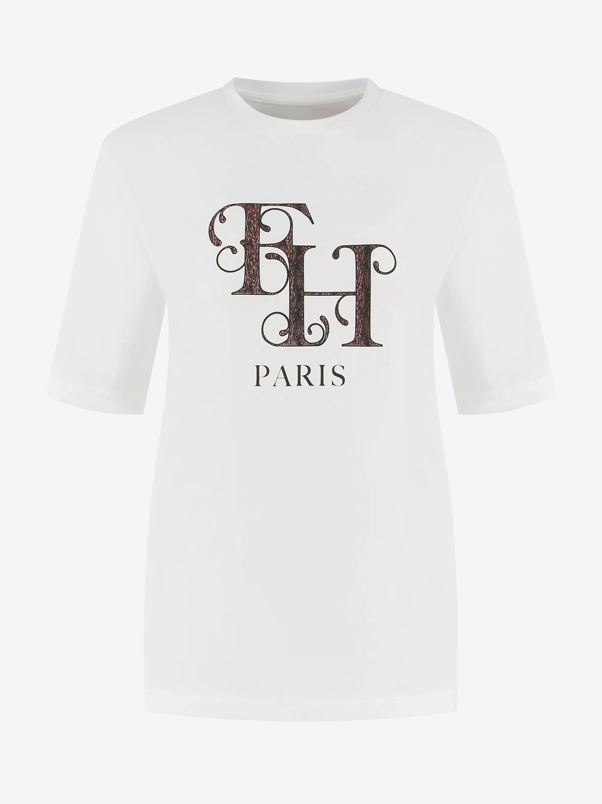 FIFTH HOUSE T-shirts-T-shirt met panterprint FH logo Starwhite