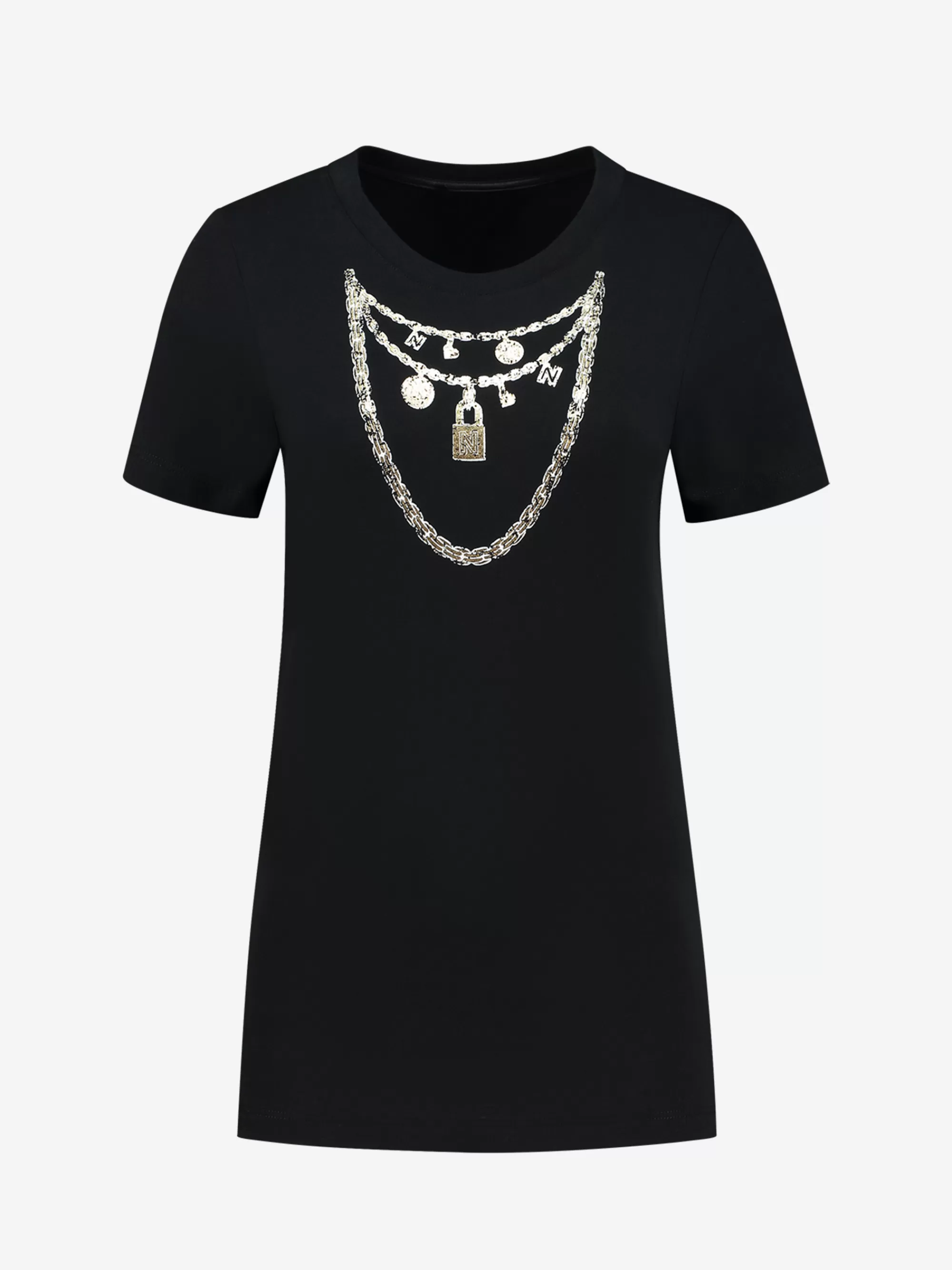 FIFTH HOUSE T-shirts-T-shirt met print van ketting Black