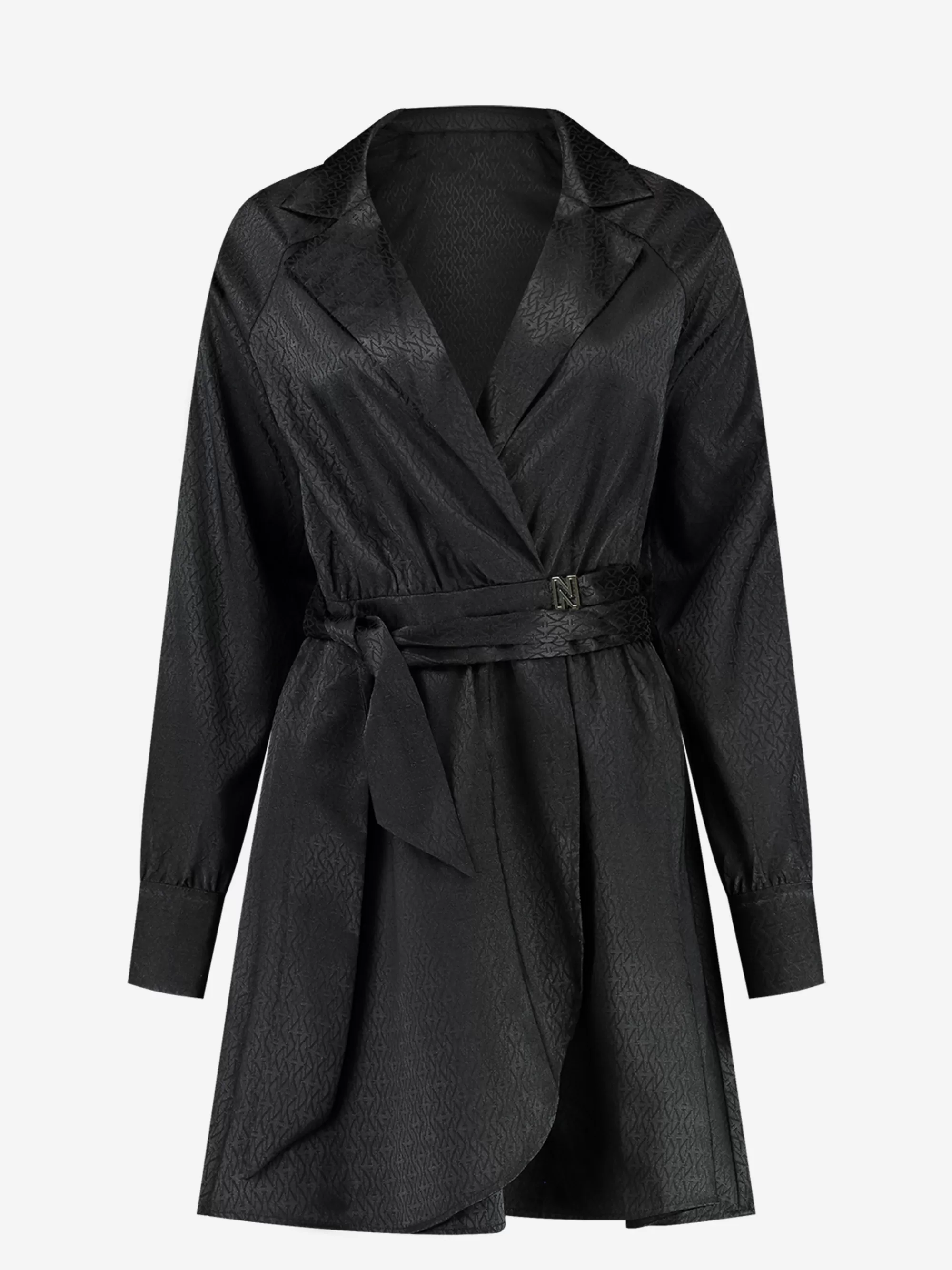 FIFTH HOUSE Jurken-Wrap Dress met all over N logo Black